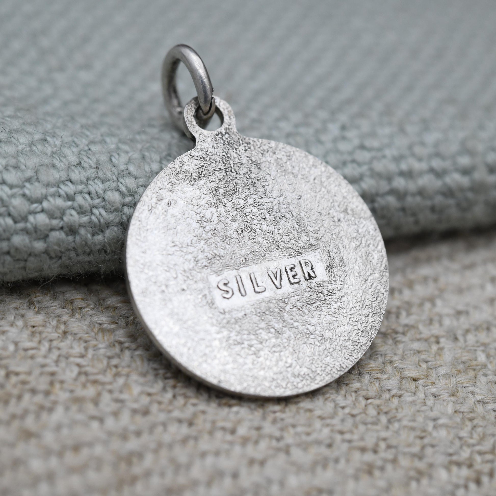 Vintage Sterling Silver St. Christopher Pendant Mid-Century - Small Circle Saint of Travelling | Christian Religious Detailed Jewellery Gift