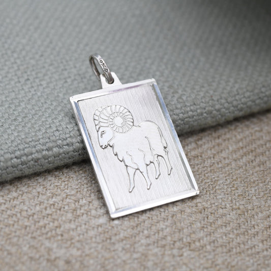 Vintage Sterling Silver Aries Charm Pendant - Ram Goat Astrological Zodiac Star Sign Symbol | c. 1970s Mid-Century March April Birthday Gift