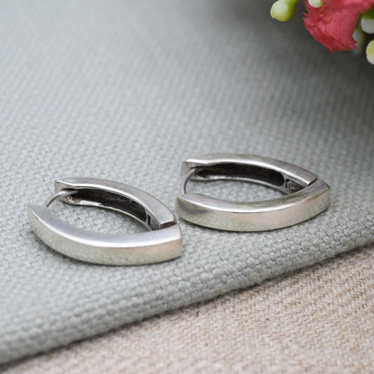 Vintage Sterling Silver V Hinged Hoop Earrings - Minimalist | Jewellery