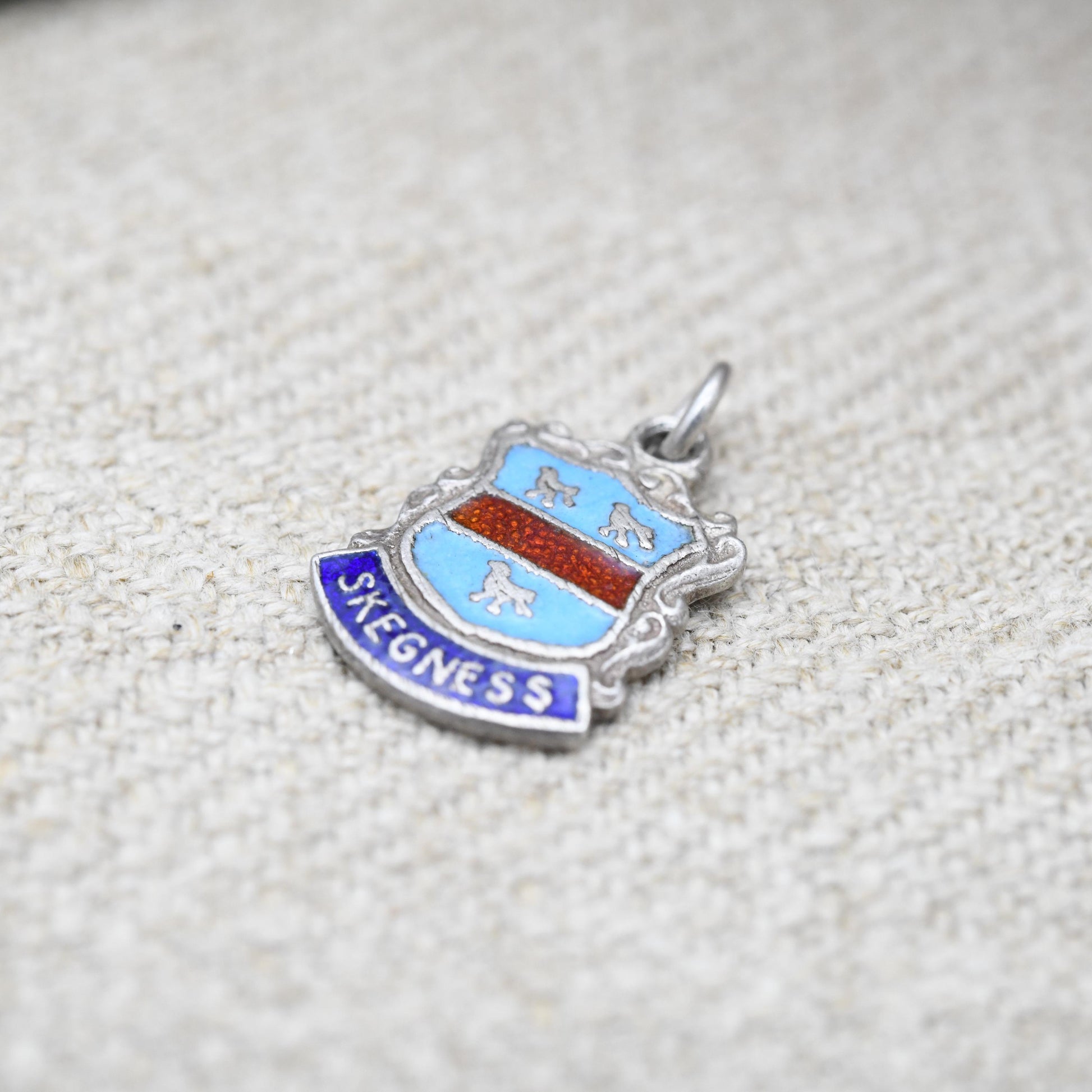 Vintage Sterling Silver Skegness Enamel Souvenir Shield Charm Pendant - England | Lincolnshire | Tourist | Souvenir Gift for Charm Bracelet