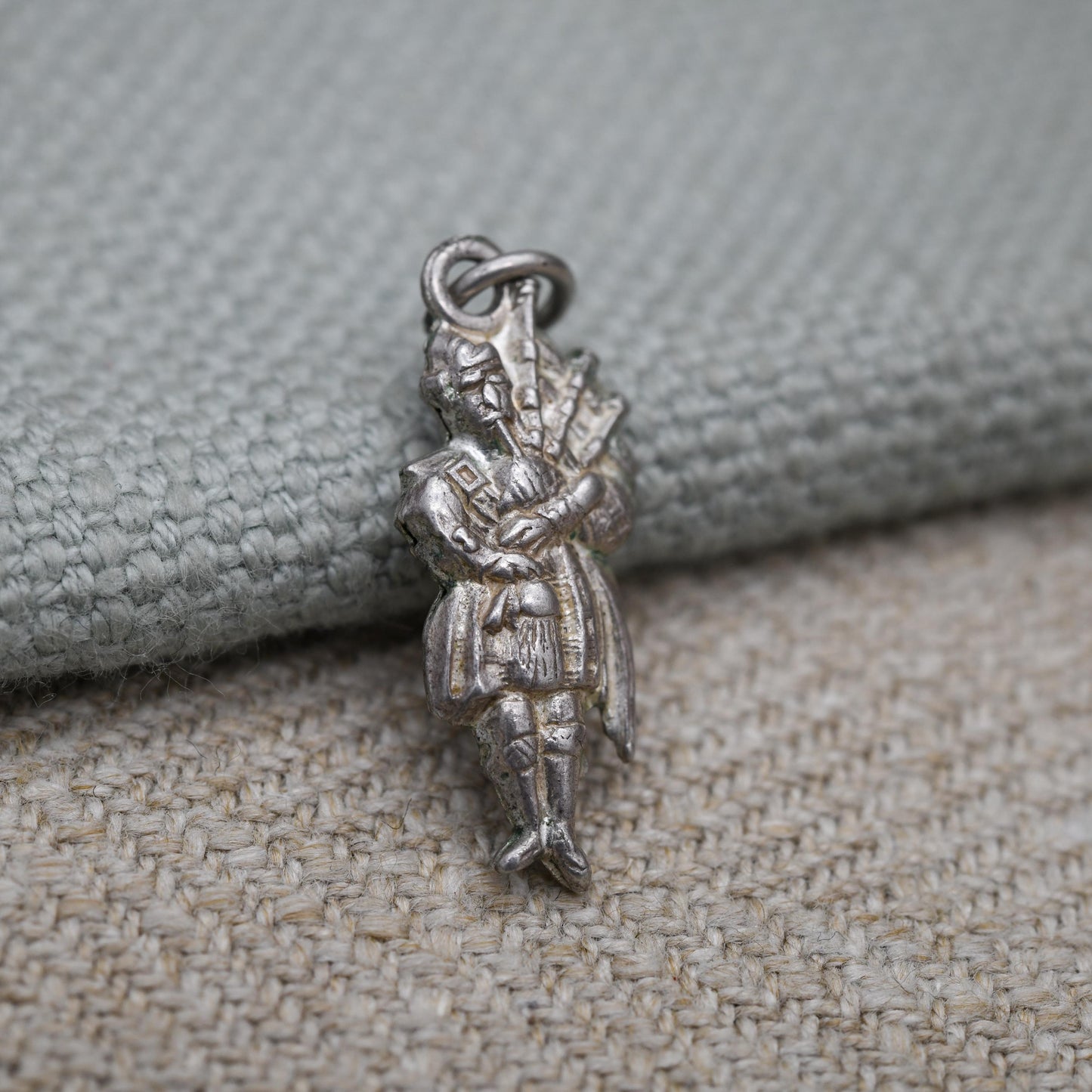 Vintage Sterling Silver Bagpiper Charm Pendant - Scotland | Great Highland Music | Patriotic Tartan | Souvenir Gift for Charm Bracelet