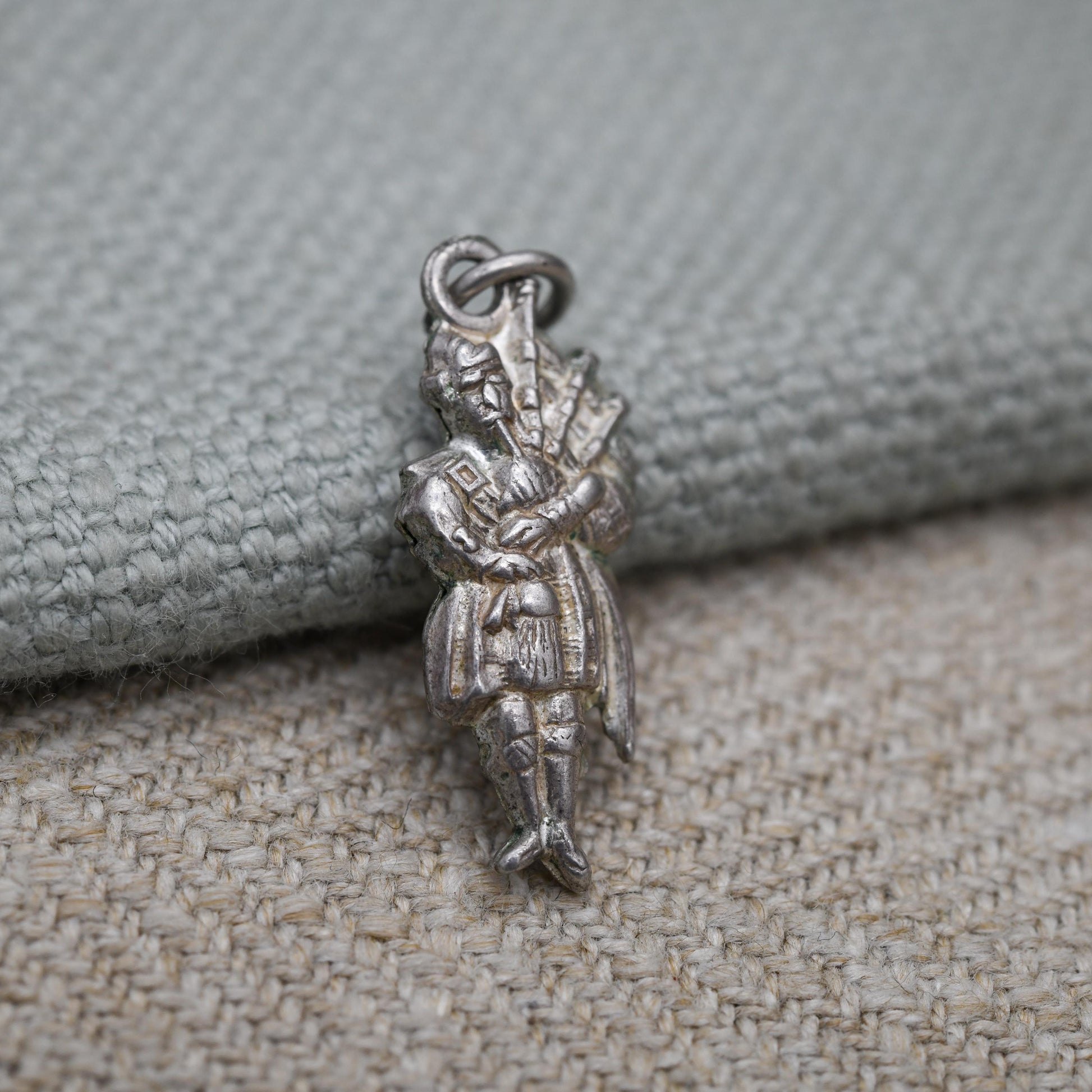 Vintage Sterling Silver Bagpiper Charm Pendant - Scotland | Great Highland Music | Patriotic Tartan | Souvenir Gift for Charm Bracelet