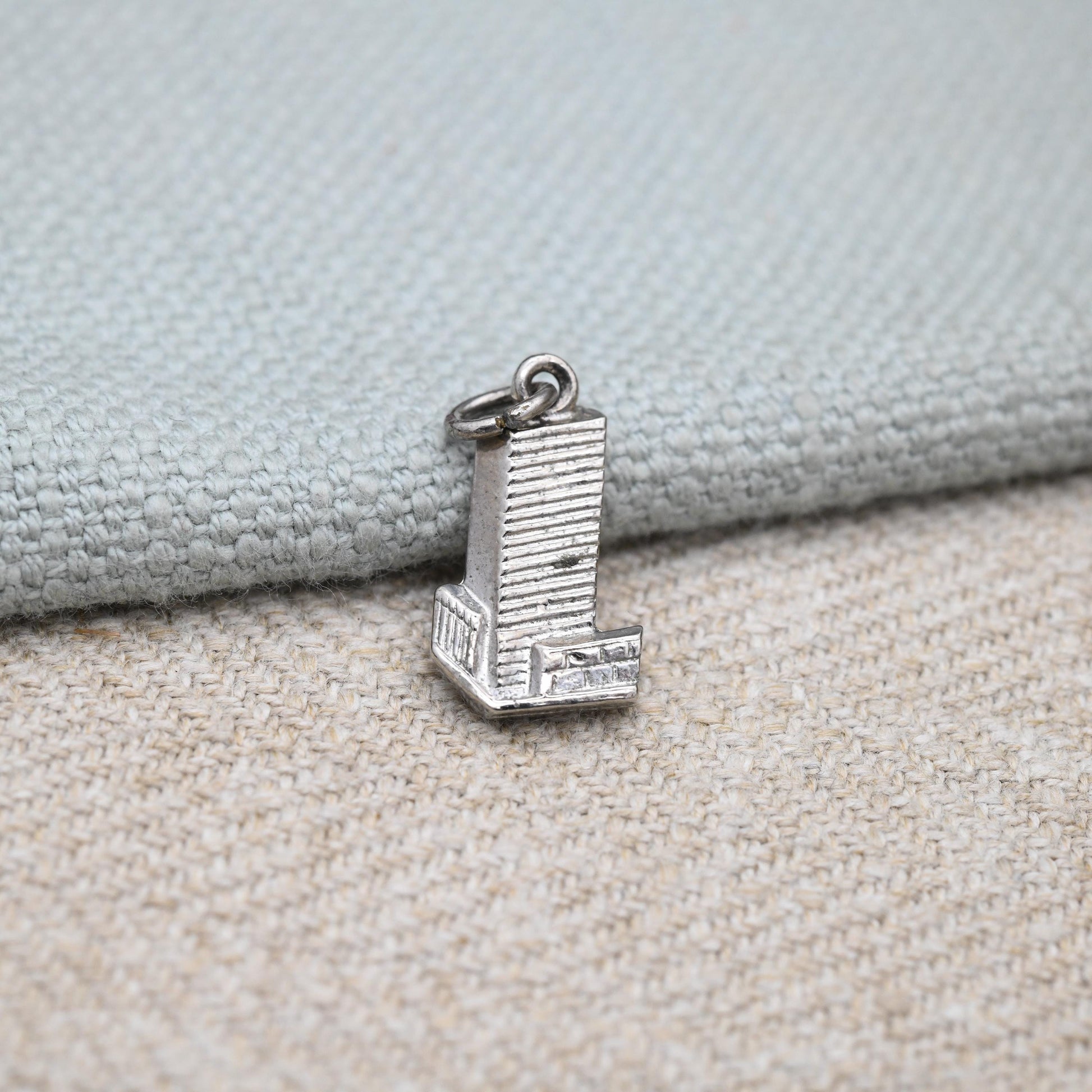 Vintage Sterling Silver United Nations Charm Pendant - UN | Politics | New York | Landmark | Souvenir Gift for Charm Bracelet