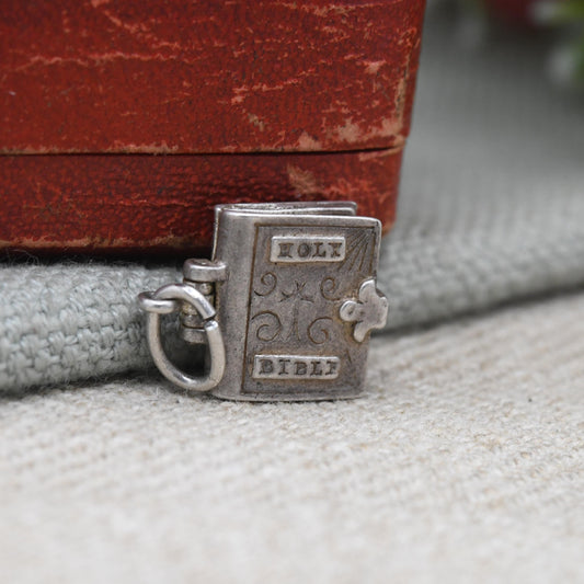 Vintage Sterling Silver Bible Opening Charm Pendant - The Lord's Prayer | Religion | Book | Gift for Charm Bracelet Necklace Stack