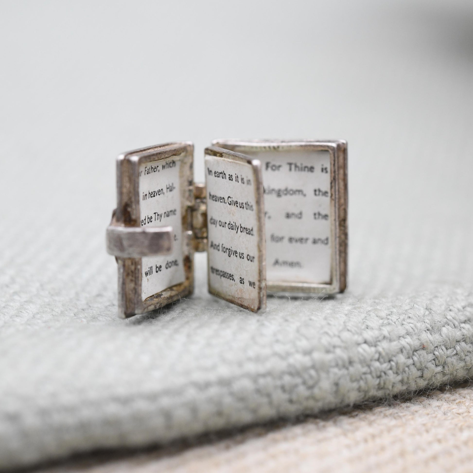 Vintage Sterling Silver Bible Opening Charm Pendant - The Lord's Prayer | Religion | Book | Gift for Charm Bracelet Necklace Stack