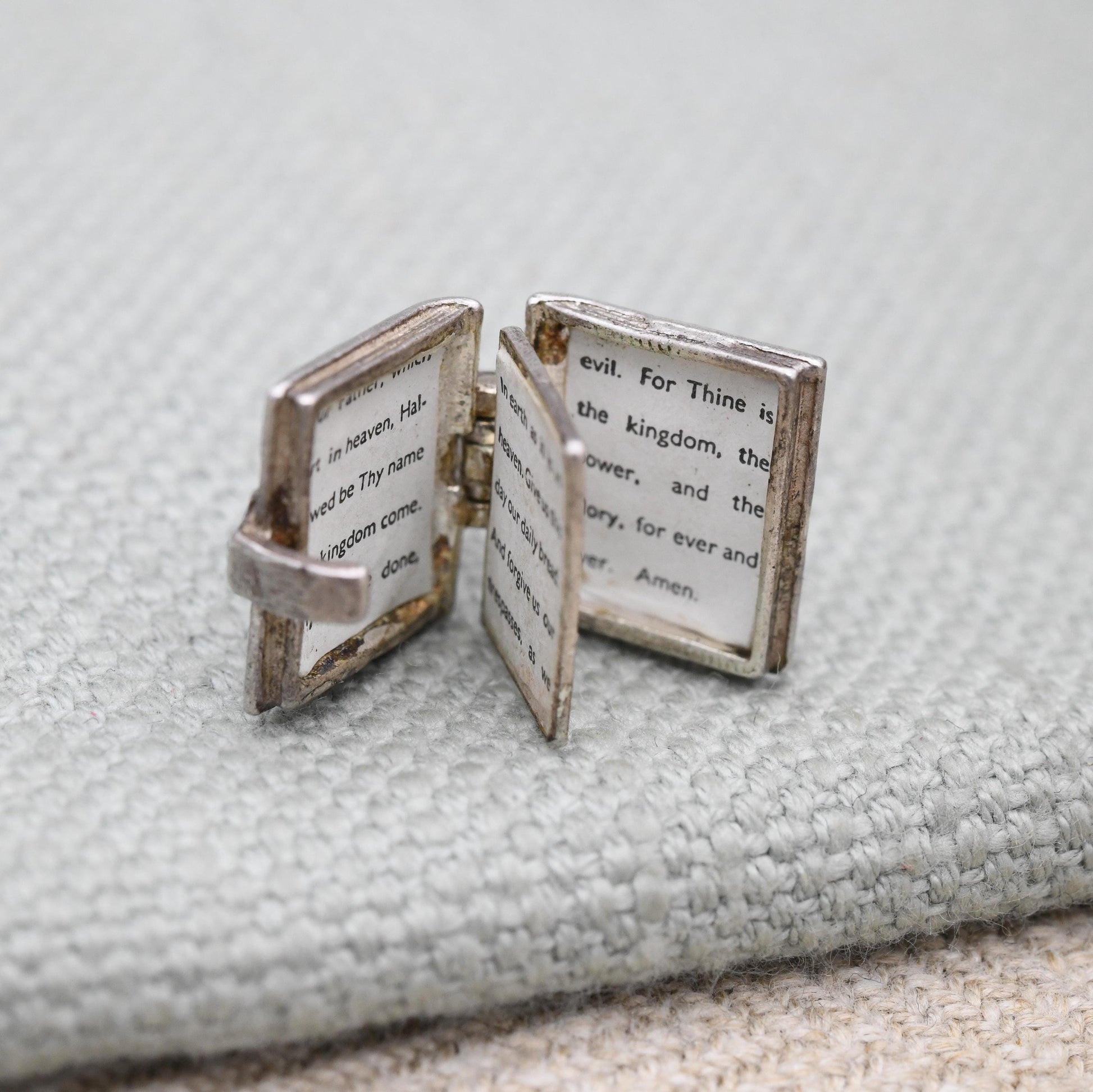 Vintage Sterling Silver Bible Opening Charm Pendant - The Lord's Prayer | Religion | Book | Gift for Charm Bracelet Necklace Stack