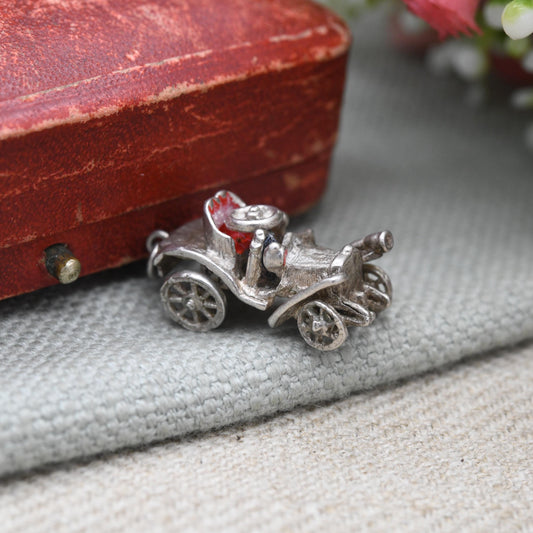 Vintage Sterling Silver Mini Car Charm Pendant - Vintage Car | Souvenir Gift for Charm Bracelet