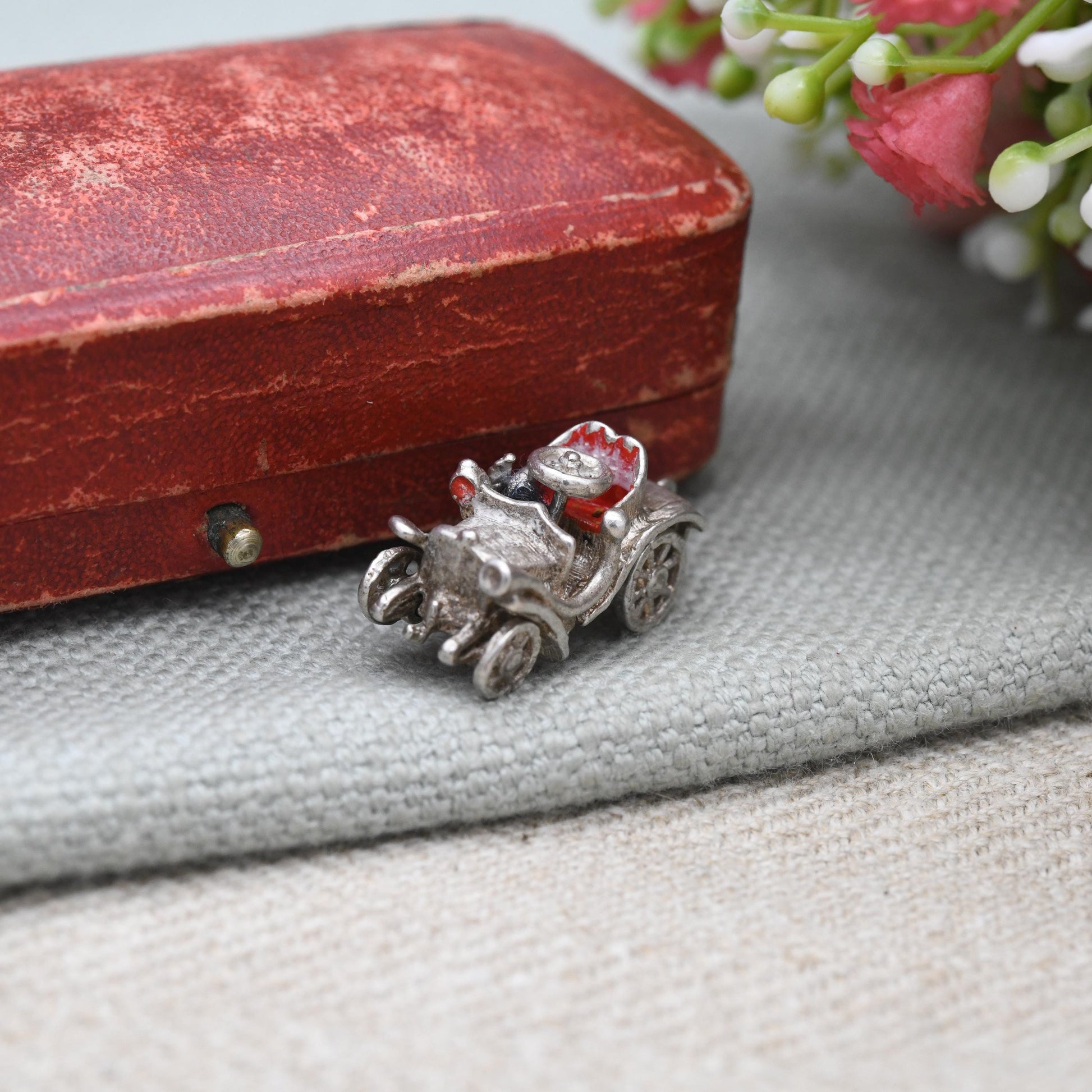 Vintage Sterling Silver Mini Car Charm Pendant - Vintage Car | Souvenir Gift for Charm Bracelet