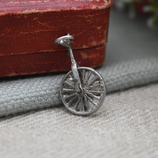 Vintage Sterling Silver Unicycle Charm Pendant - Bike | Cycling | Wheel | Moving | Charm Bracelet