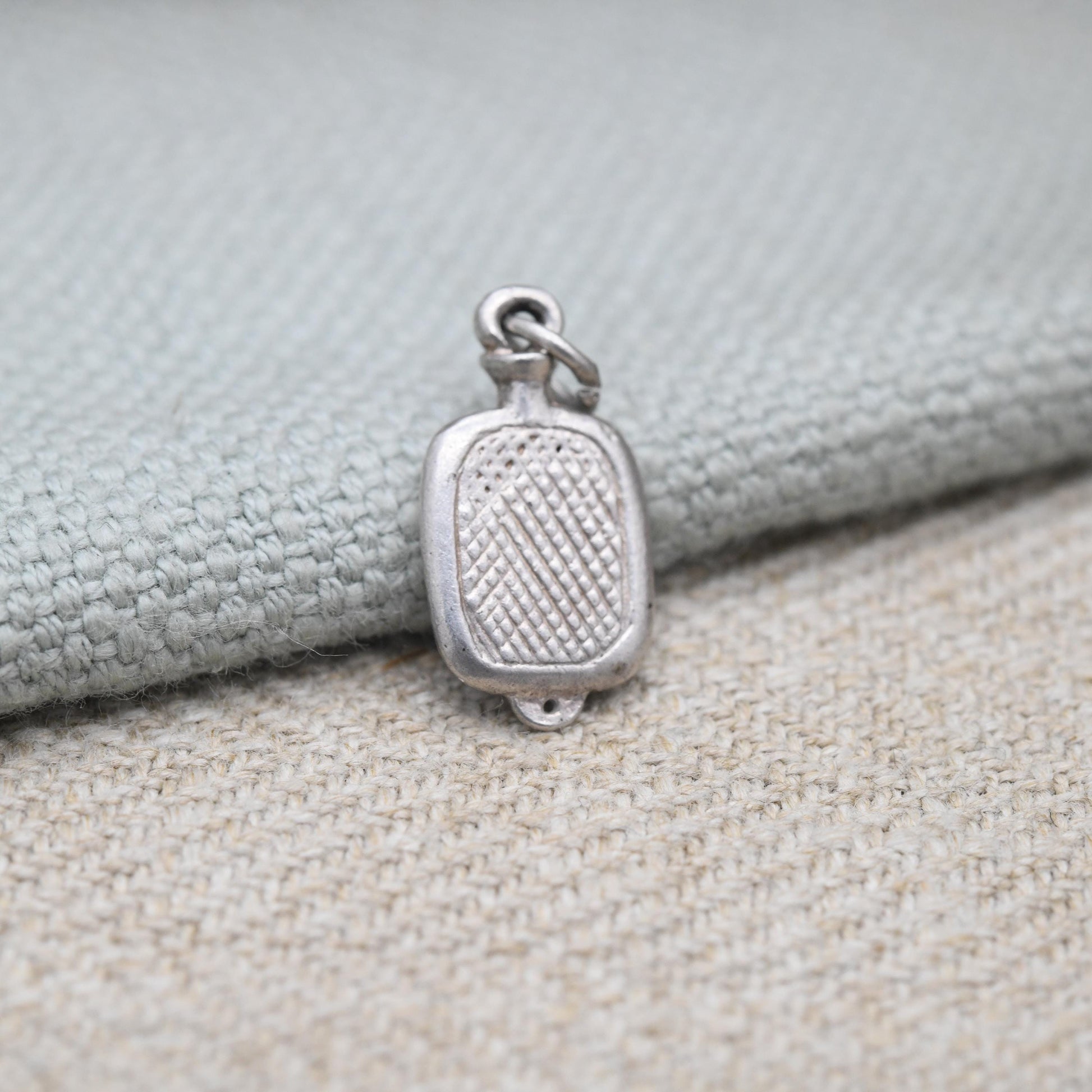 Vintage Sterling Silver Hot Water Bottle Charm Pendant - Warm | Sleeping | Gift for Charm Bracelet Necklace Stack