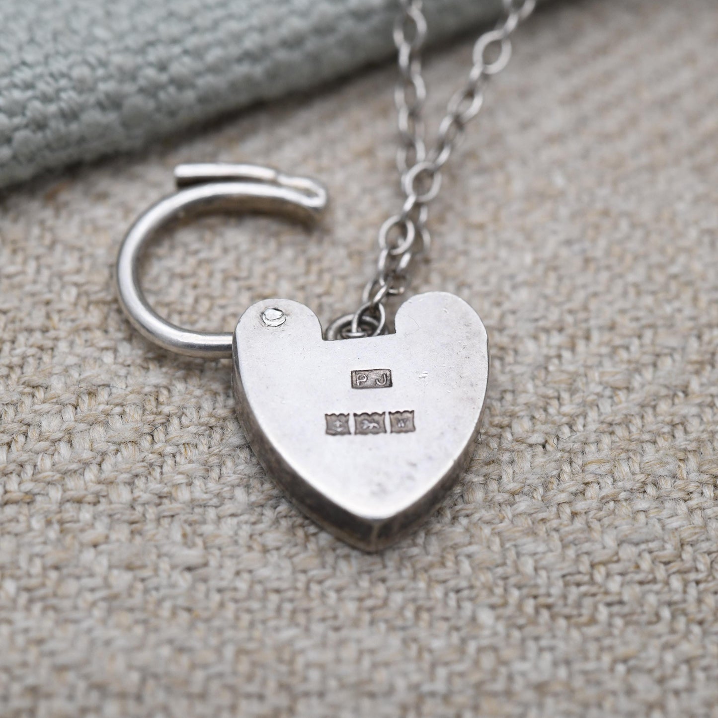 Vintage Sterling Silver Heart Padlock Clasp Chain Bracelet - Chunky Curb Links with Safety Chain