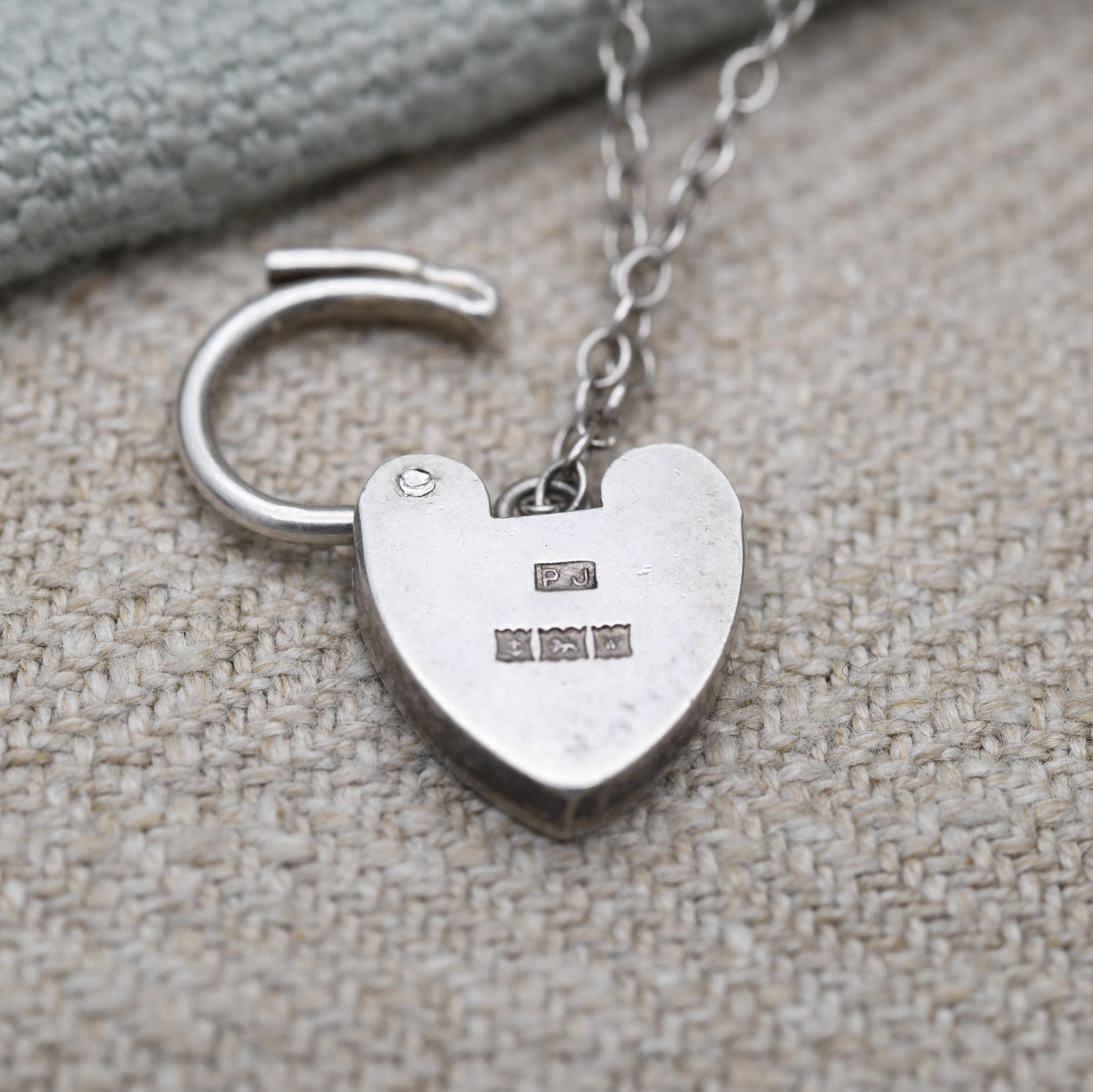 Vintage Sterling Silver Heart Padlock Clasp Chain Bracelet - Chunky Curb Links with Safety Chain
