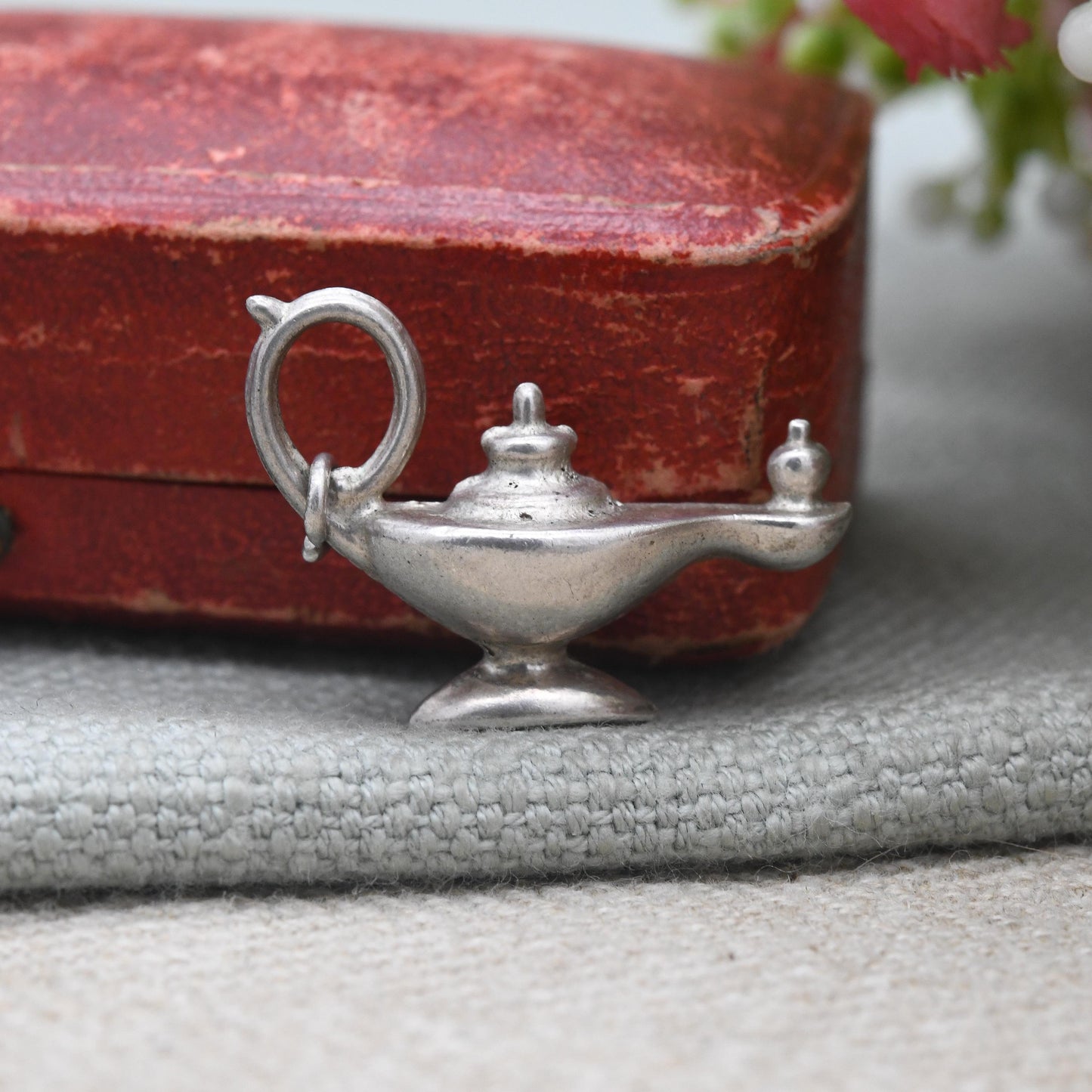 Vintage Sterling Silver Oil Lamp Charm Pendant - Genie's Lamp Charm | Gift for Charm Bracelet Necklace Stack