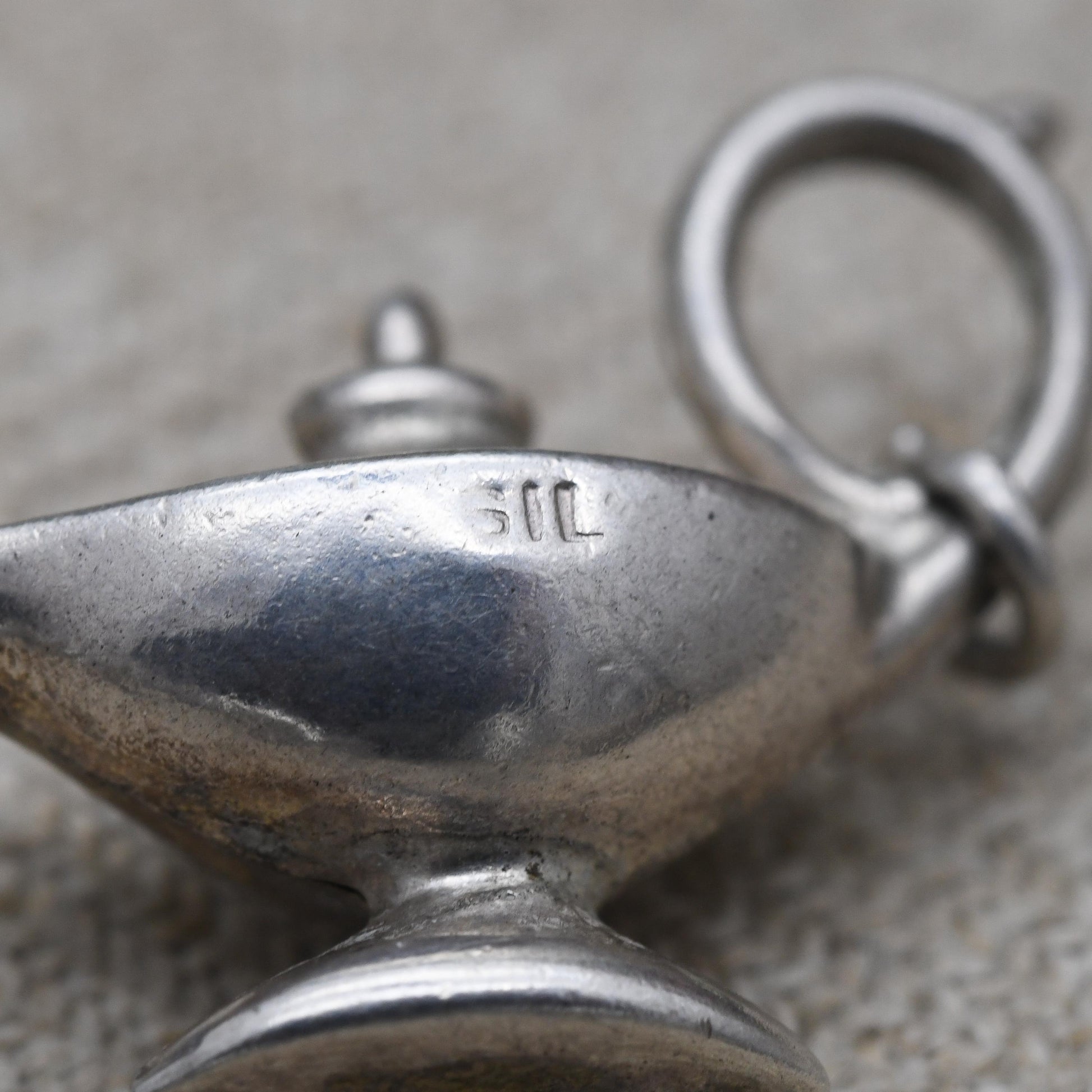 Vintage Sterling Silver Oil Lamp Charm Pendant - Genie's Lamp Charm | Gift for Charm Bracelet Necklace Stack