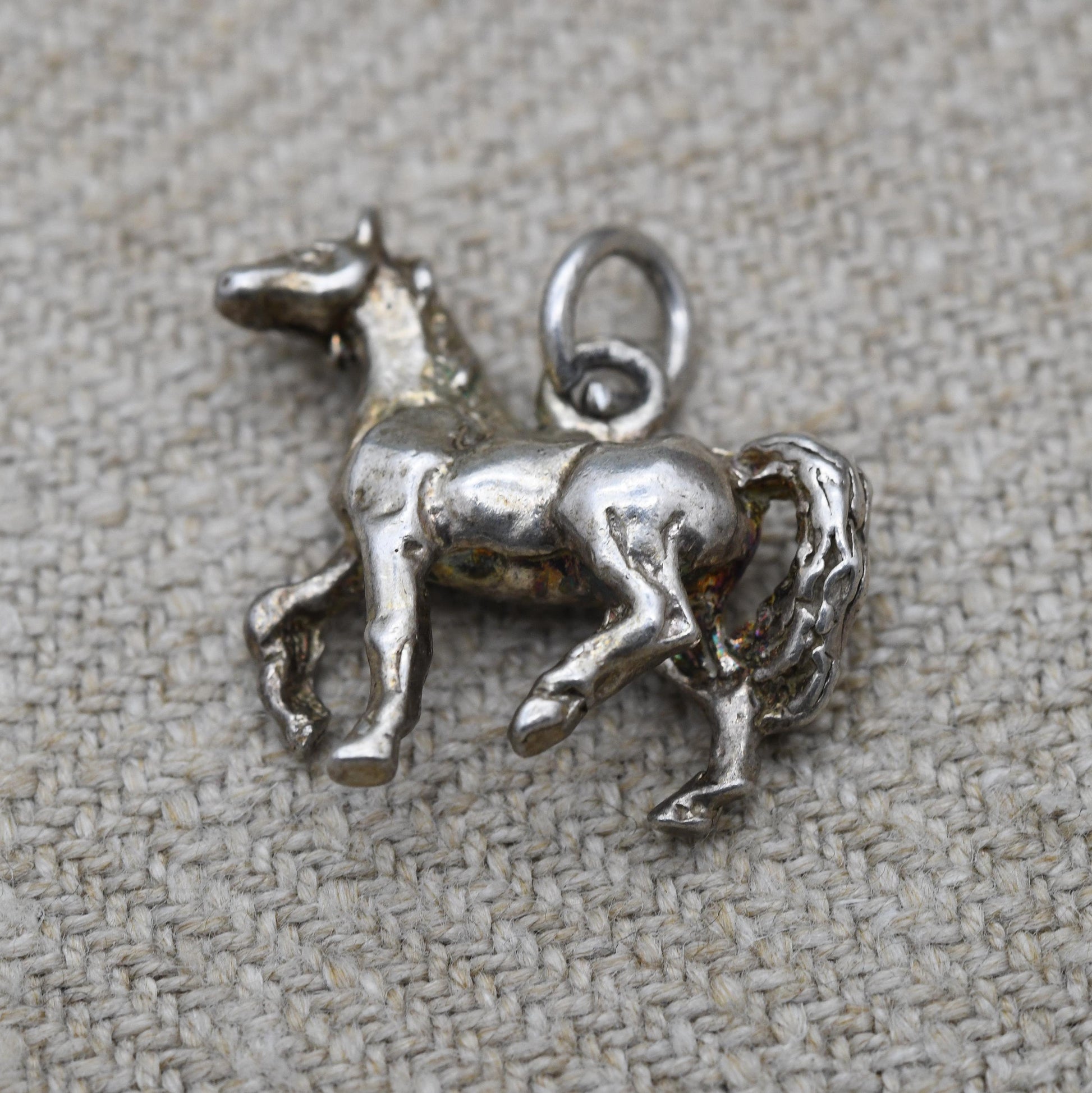 Vintage Sterling Silver Horse Charm Pendant - Novelty Detailed Animal Jewellery | Horse Girl Gift | Nature Lover Charm Bracelet Necklace