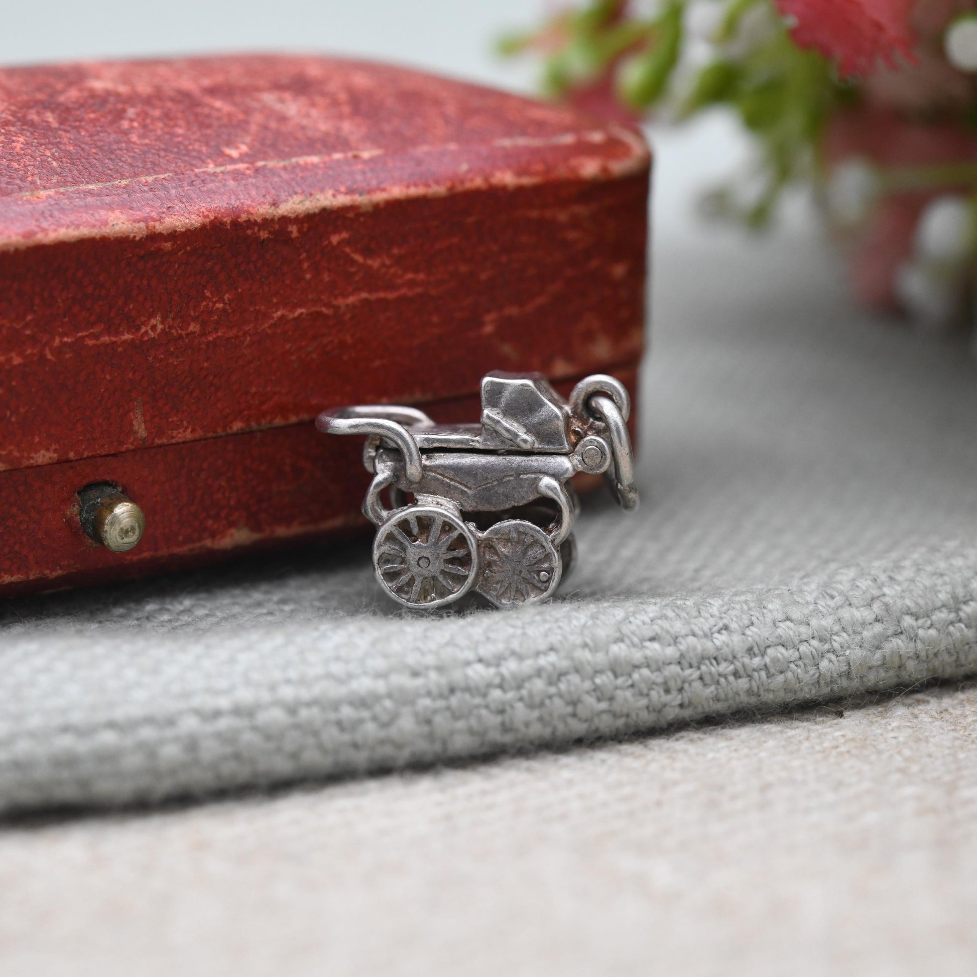 Vintage Nuvo Sterling Silver Pram Charm Opening to Reveal a Baby - Antique Style Pushchair Pendant | Gift for Charm Bracelet Necklace Stack