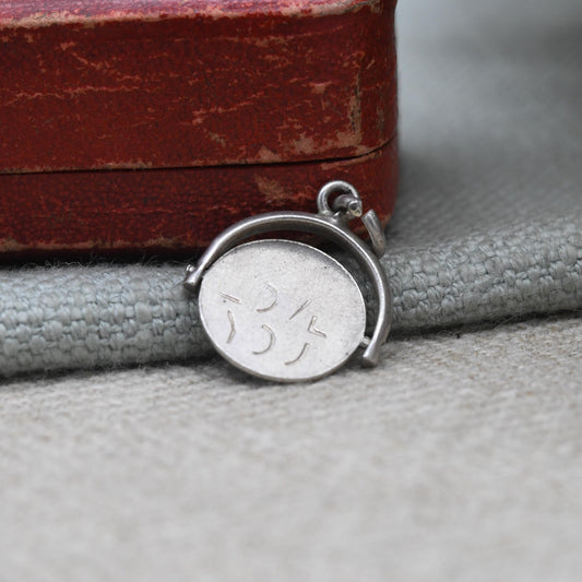 Vintage Sterling Silver I love You Spinning Charm Pendant - Spinner Fob Love and Friendship | Gift for Charm Bracelet Necklace Stack