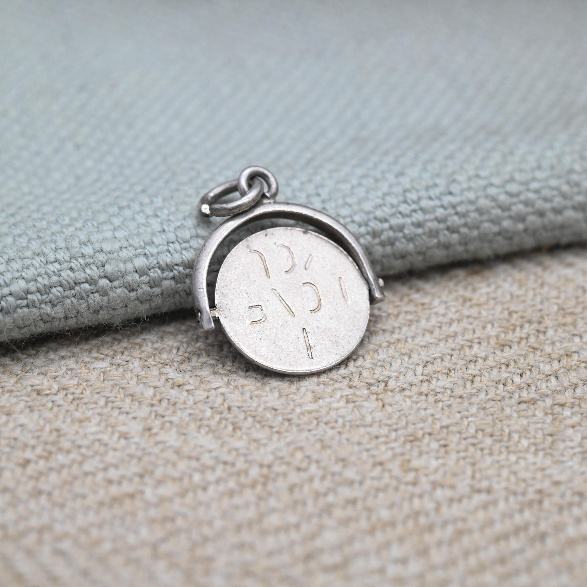 Vintage Sterling Silver I love You Spinning Charm Pendant - Spinner Fob Love and Friendship | Gift for Charm Bracelet Necklace Stack