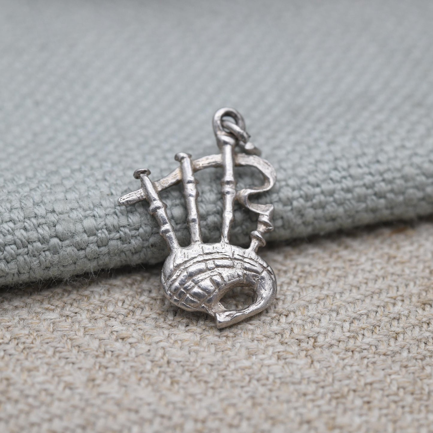Vintage Sterling Silver Bagpipes Charm Pendant - Scotland | Great Highland Music | Patriotic Bagpipes | Souvenir Gift for Charm Bracelet