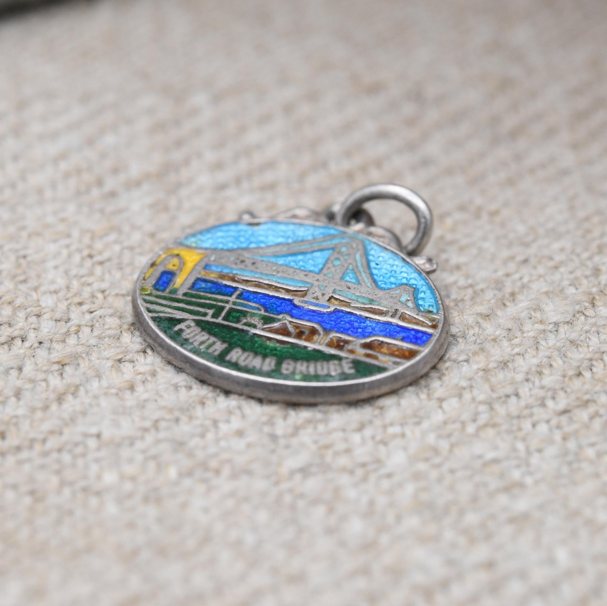 Vintage Sterling Forth Road Bridge Enamel Souvenir Charm Pendant - Scotland | Firth of Forth | Tourist | Souvenir Gift for Charm Bracelet