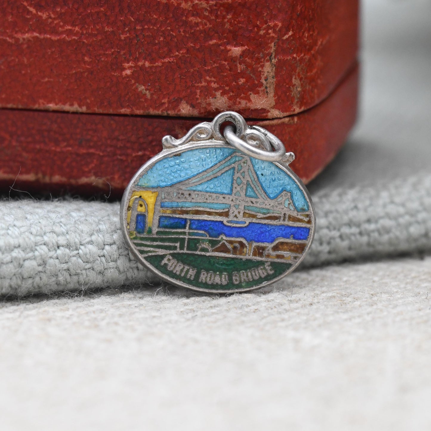 Vintage Sterling Forth Road Bridge Enamel Souvenir Charm Pendant - Scotland | Firth of Forth | Tourist | Souvenir Gift for Charm Bracelet