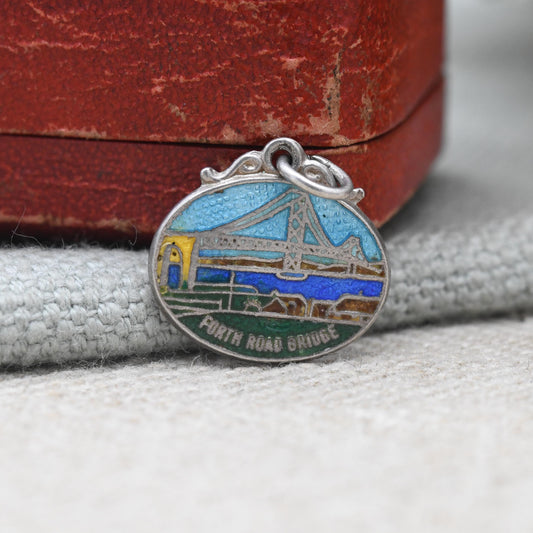 Vintage Sterling Forth Road Bridge Enamel Souvenir Charm Pendant - Scotland | Firth of Forth | Tourist | Souvenir Gift for Charm Bracelet