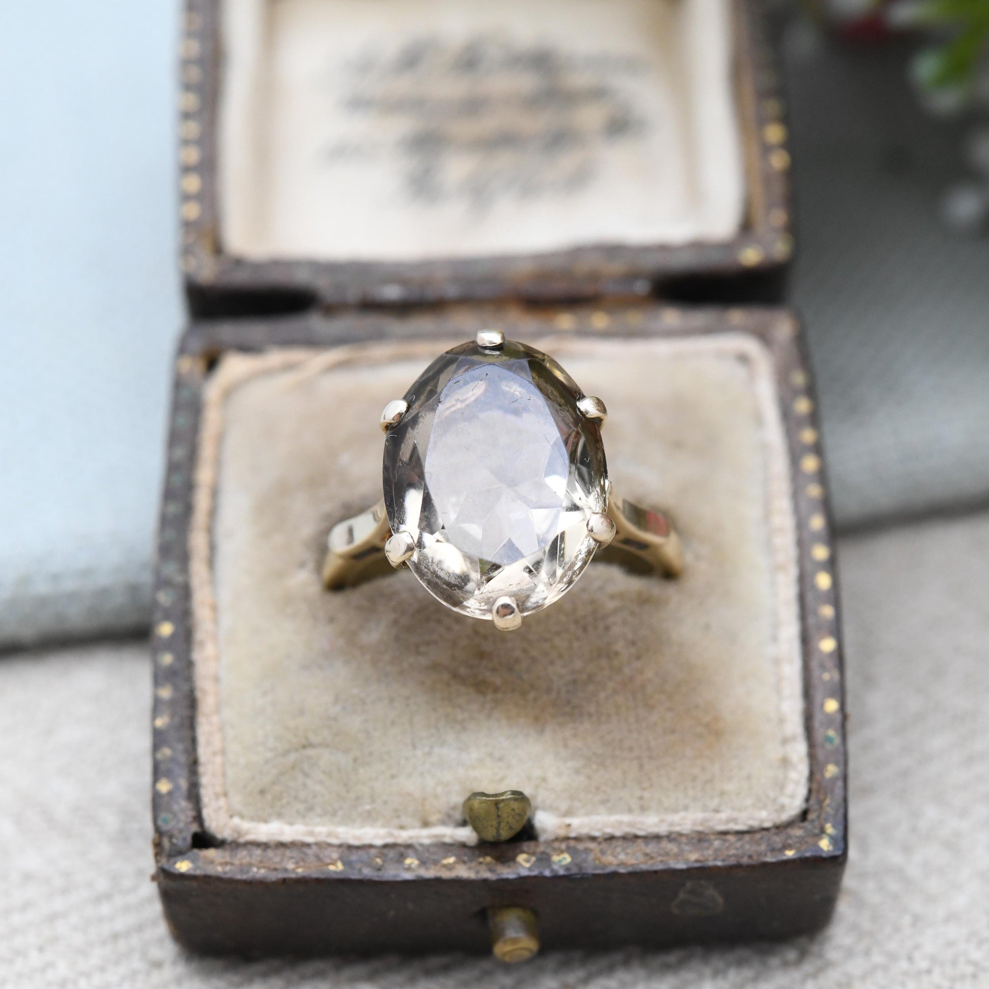 Vintage 9ct Gold Ring Smoky Quartz Statement Ring 1978 Payton Pepper & Sons PPLD - Mid-Century Large Gemstone | UK Size - P | US Size - 8