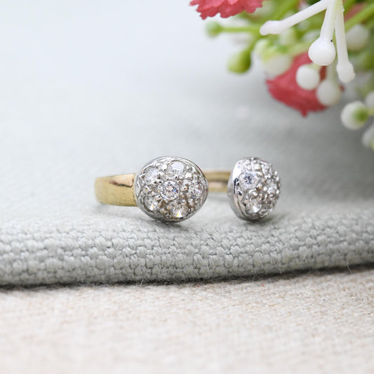 Vintage 9ct Gold Torque Ring with CZ Stones - Gold Jewellery Gift for Her | Cluster Balls Statement | Adjustable UK Size - U | US Size - 10