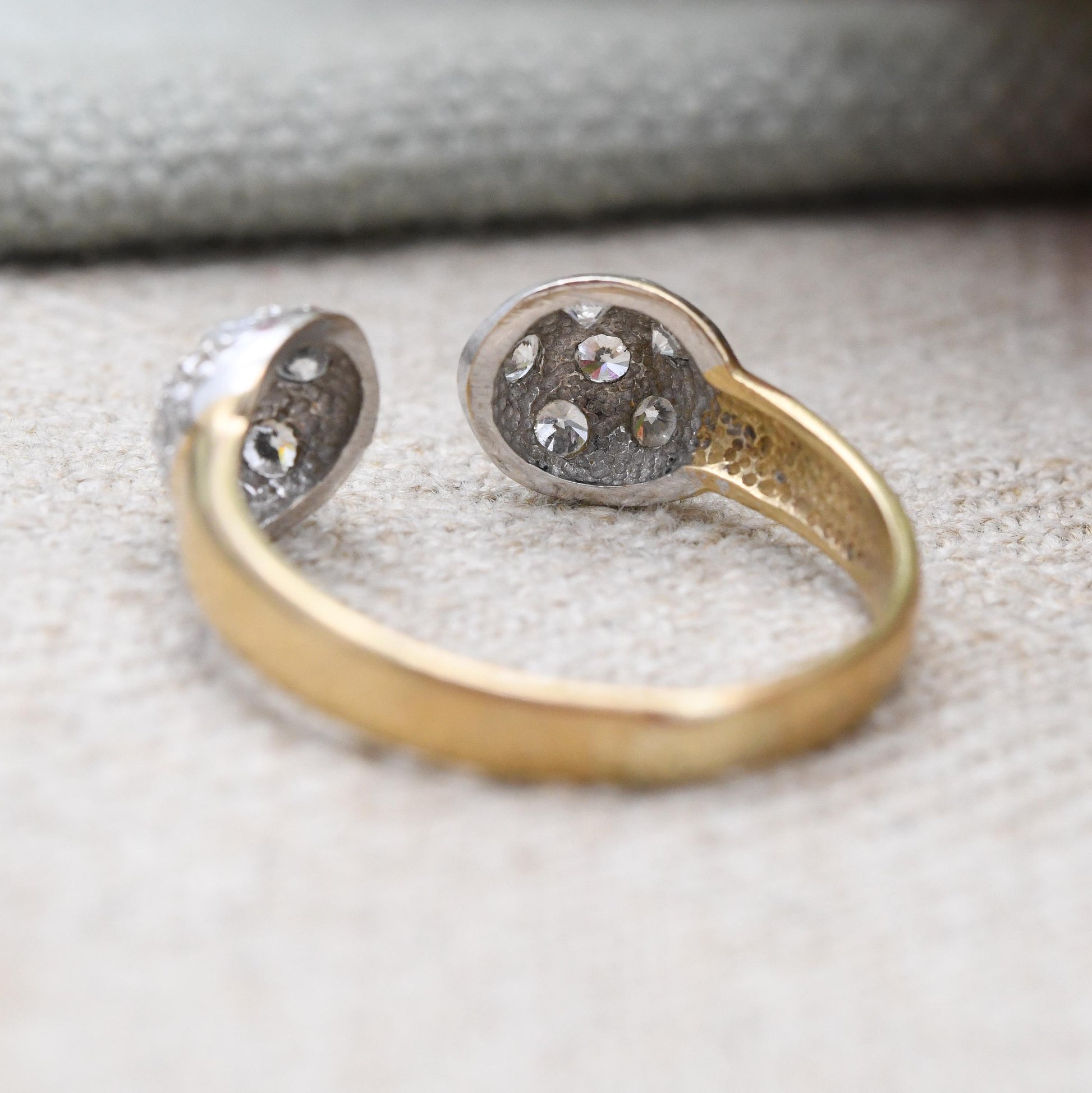Vintage 9ct Gold Torque Ring with CZ Stones - Gold Jewellery Gift for Her | Cluster Balls Statement | Adjustable UK Size - U | US Size - 10