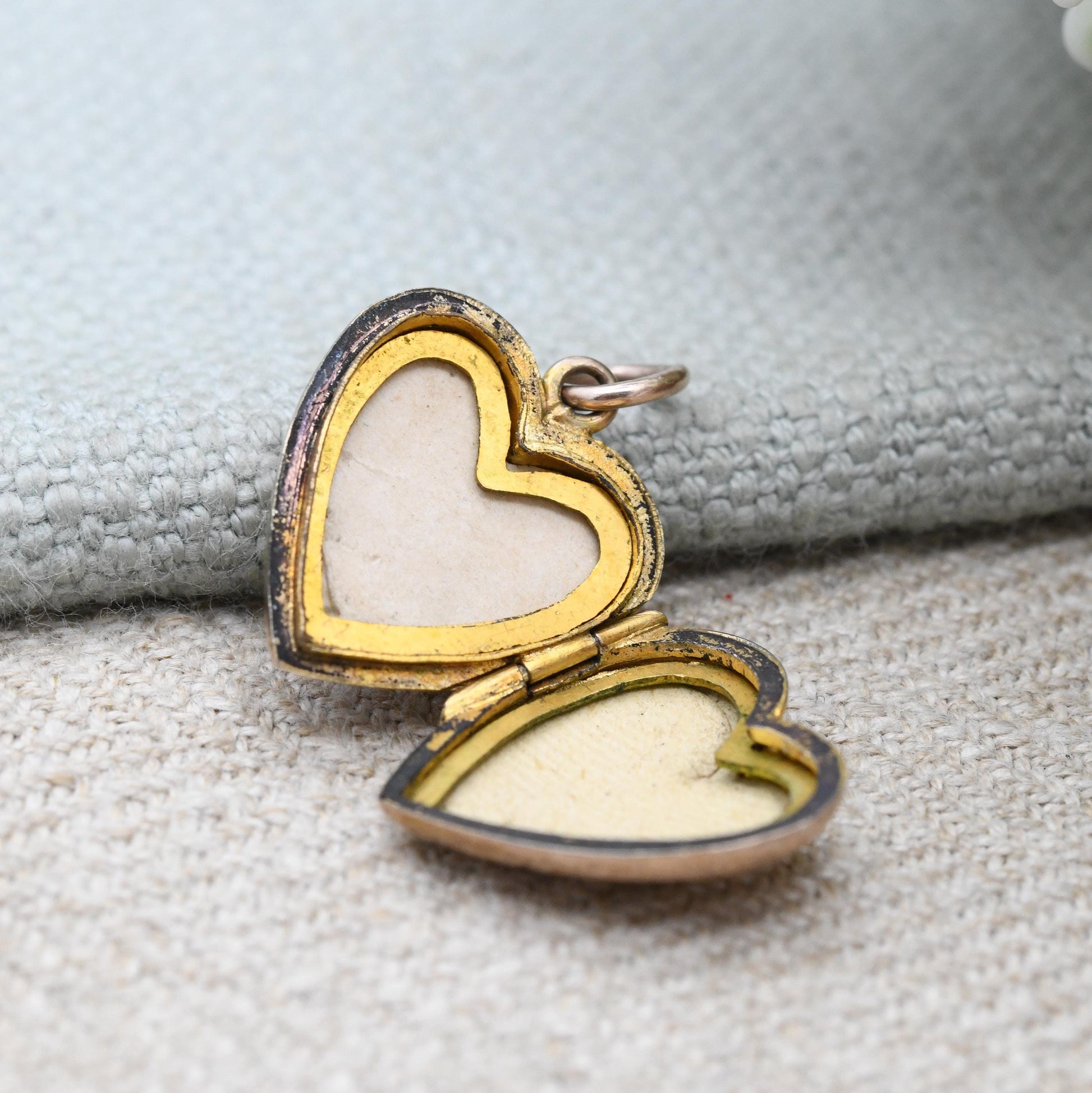 Antique 9ct Rose Gold Heart Locket Pendant - Engraved Love Heart Shape Locket Charm Pendant | Sentimental Jewellery Gift for Her Two Photos