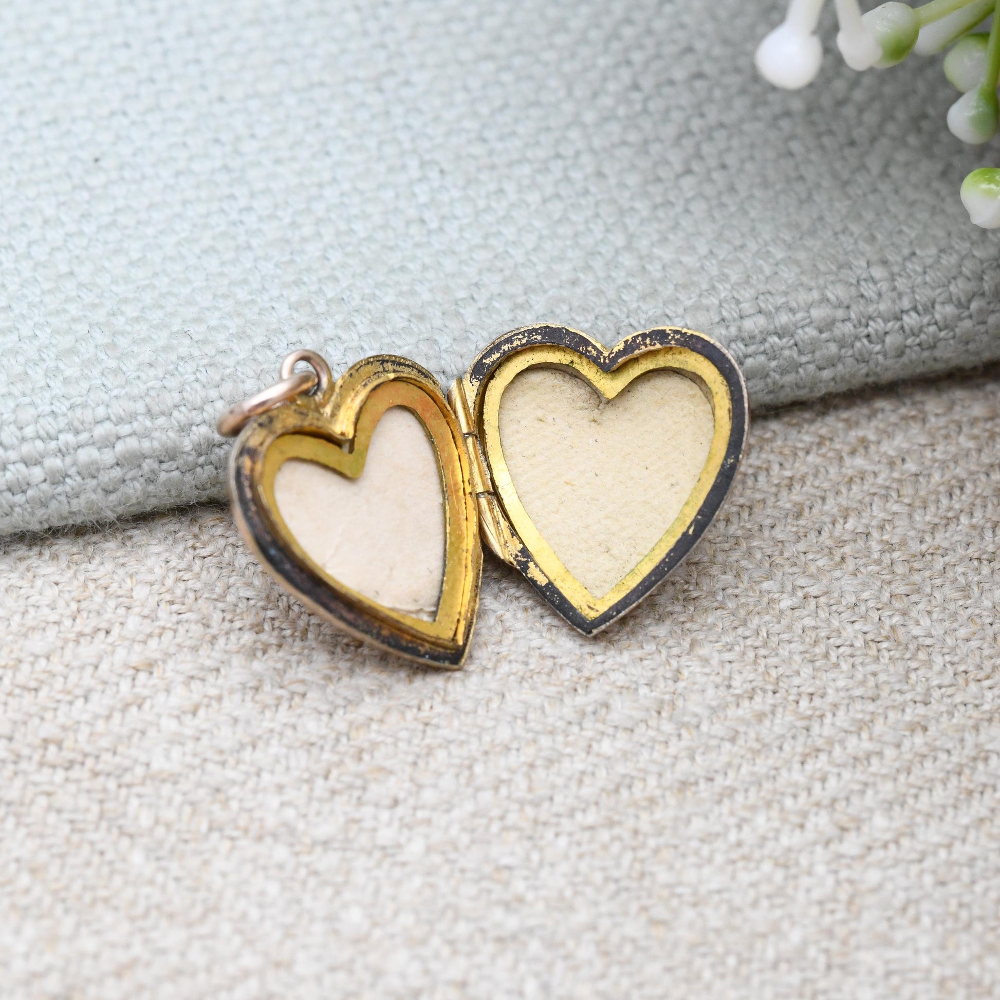 Antique 9ct Rose Gold Heart Locket Pendant - Engraved Love Heart Shape Locket Charm Pendant | Sentimental Jewellery Gift for Her Two Photos