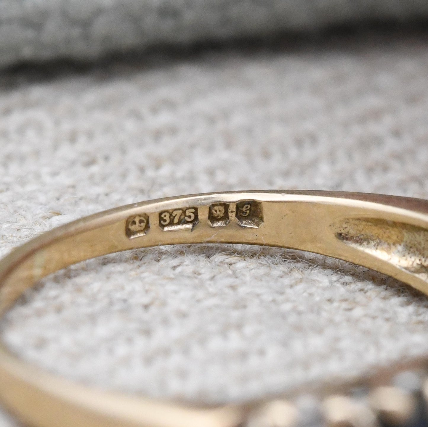 Vintage 9ct Gold Sapphire Half Eternity Ring 1981 with Clear Stones - Seven Stone Gemstone Half Hoop | UK Size - M 1/2 | US Size - 6 3/4