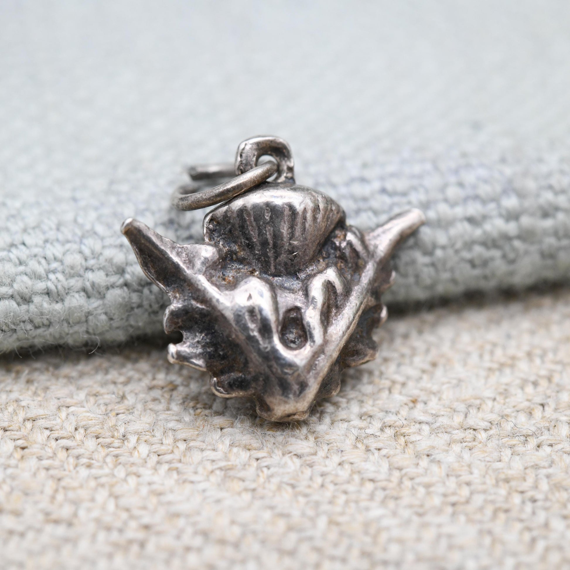 Vintage Sterling Silver Scottish Thistle Charm Pendant - Scotland | Flower of Scotland | Souvenir Gift for Charm Bracelet