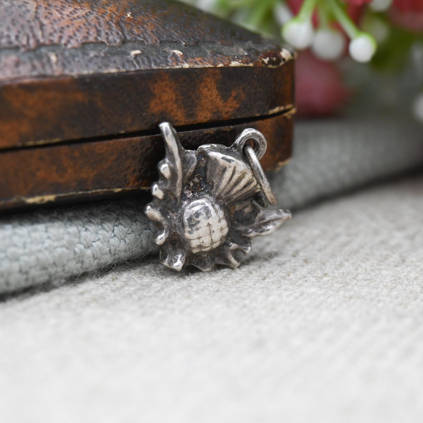 Vintage Sterling Silver Scottish Thistle Charm Pendant - Scotland | Flower of Scotland | Souvenir Gift for Charm Bracelet