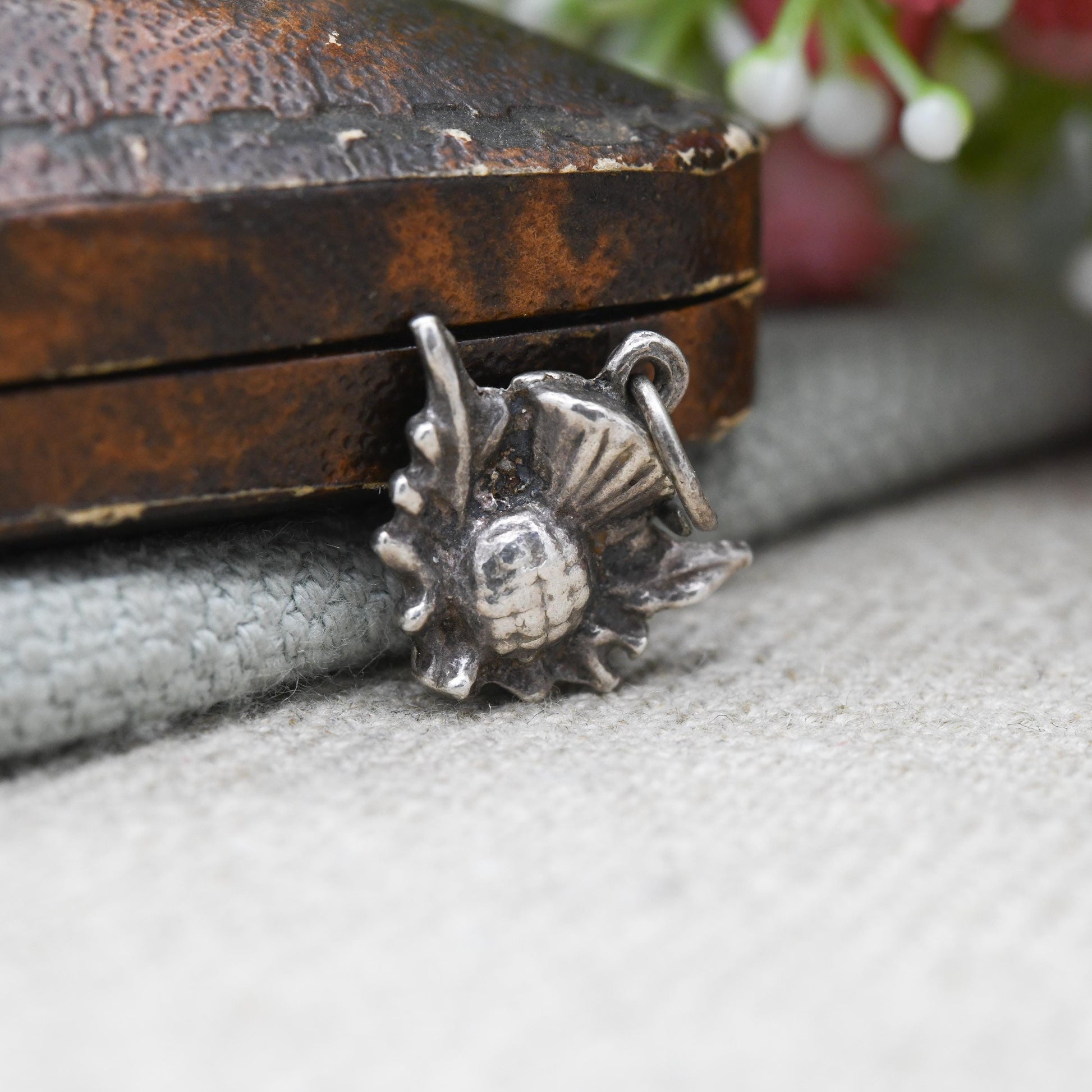Vintage Sterling Silver Scottish Thistle Charm Pendant - Scotland | Flower of Scotland | Souvenir Gift for Charm Bracelet