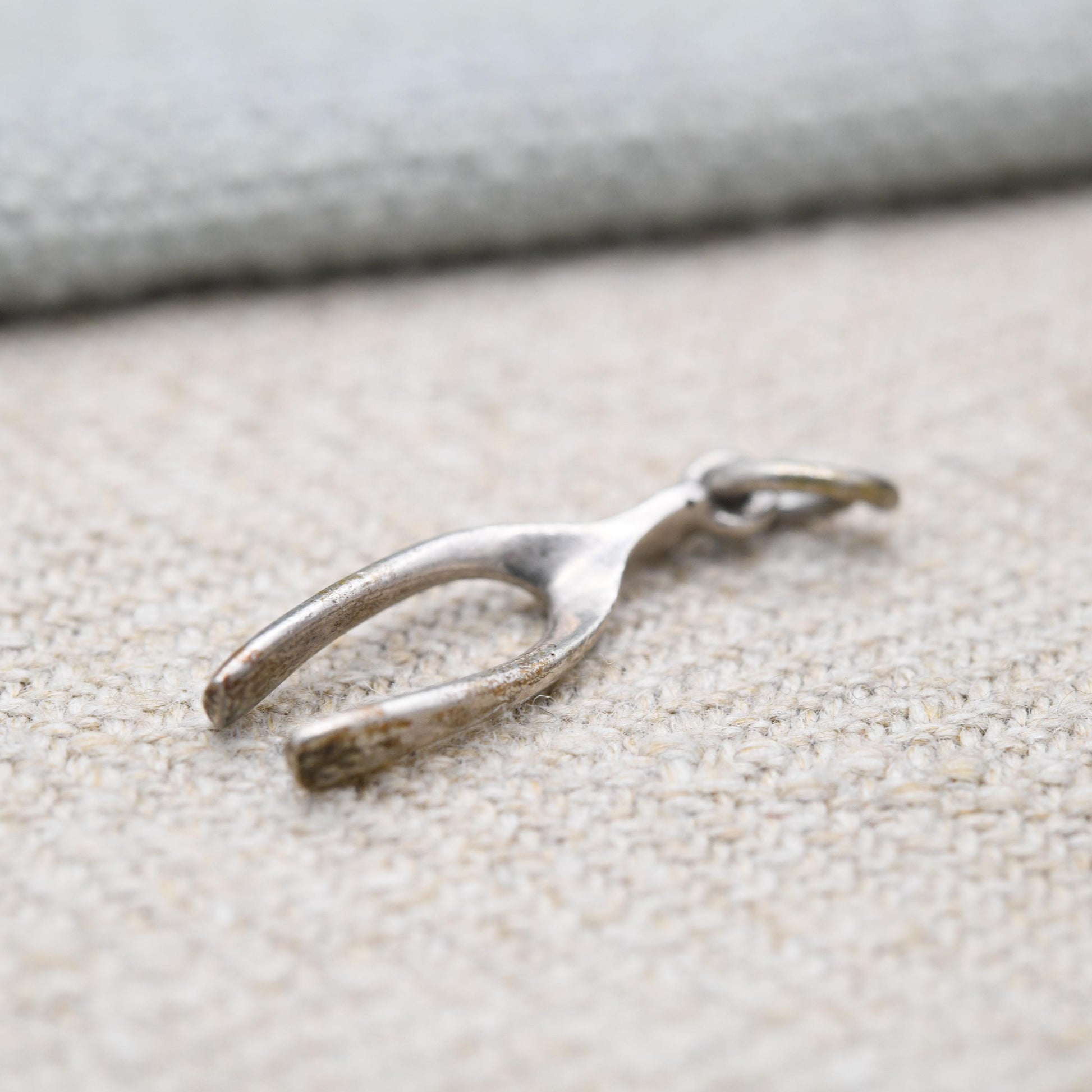 Vintage Sterling Silver Wishbone Charm Pendant - Food | Make a Wish | Lucky | Gift for Charm Bracelet