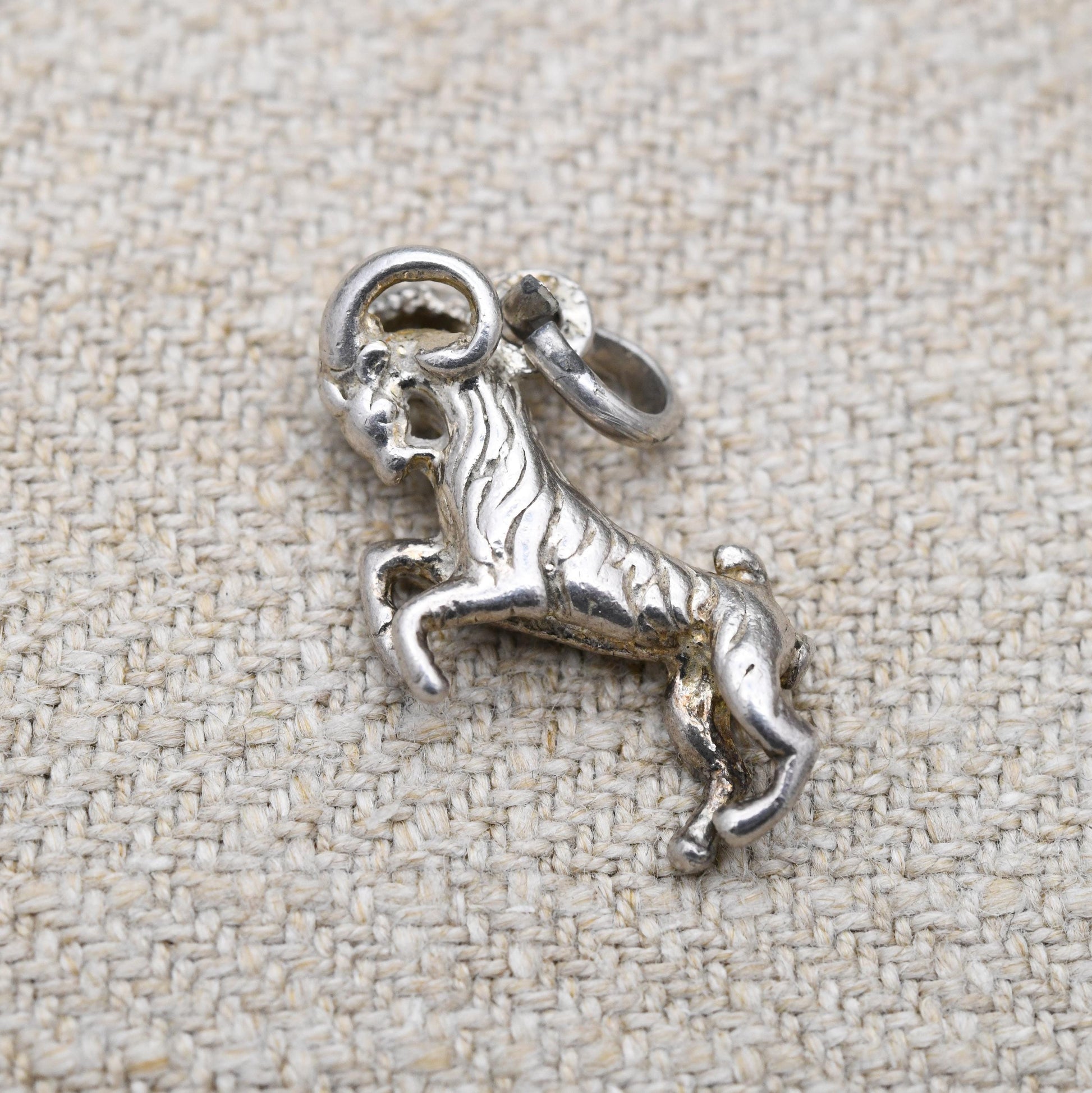 Vintage Sterling Silver Aries Charm Pendant - Ram Goat Astrological Zodiac Star Sign Symbol | March April Birthday | Gift for Charm Bracelet
