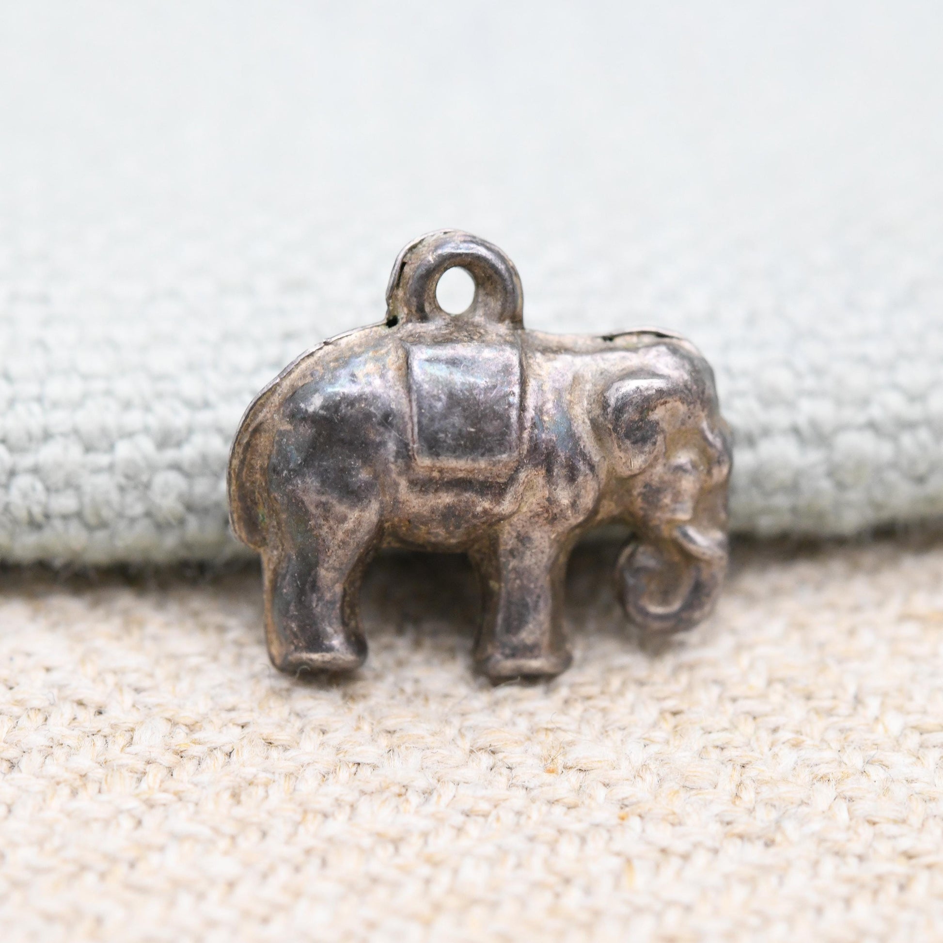 Vintage Sterling Silver Elephant Charm Pendant - Small Cute Animal | Nature Lover | Gift for Charm Bracelet Charm Necklace