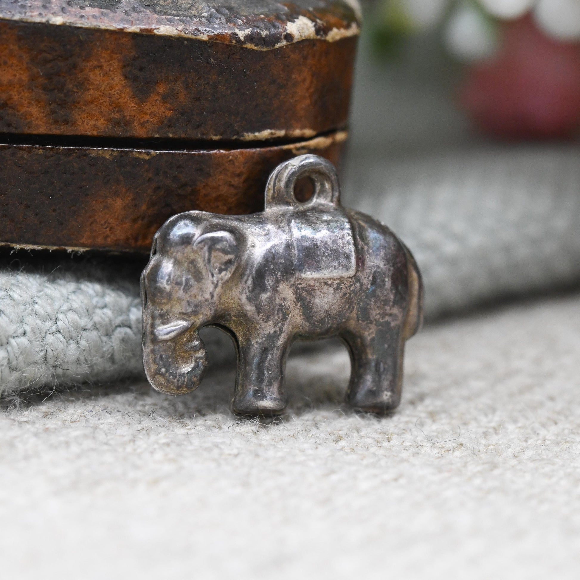 Vintage Sterling Silver Elephant Charm Pendant - Small Cute Animal | Nature Lover | Gift for Charm Bracelet Charm Necklace