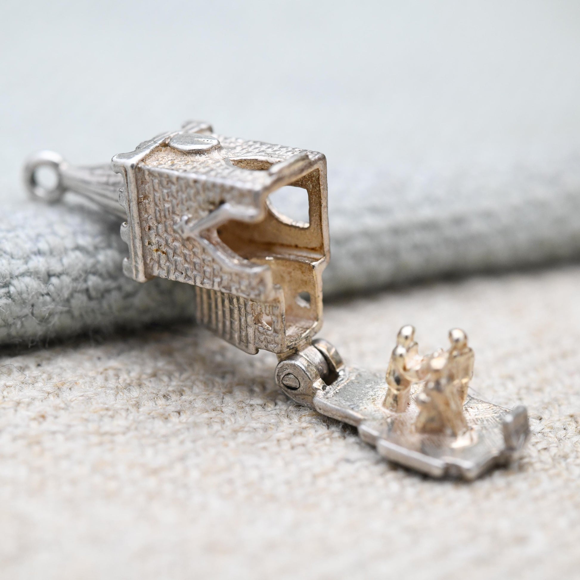 Vintage Sterling Silver Opening Church Wedding Charm Pendant - Wedding Day | Bride and Groom | Alter | Steeple | Gift for Charm Bracelet