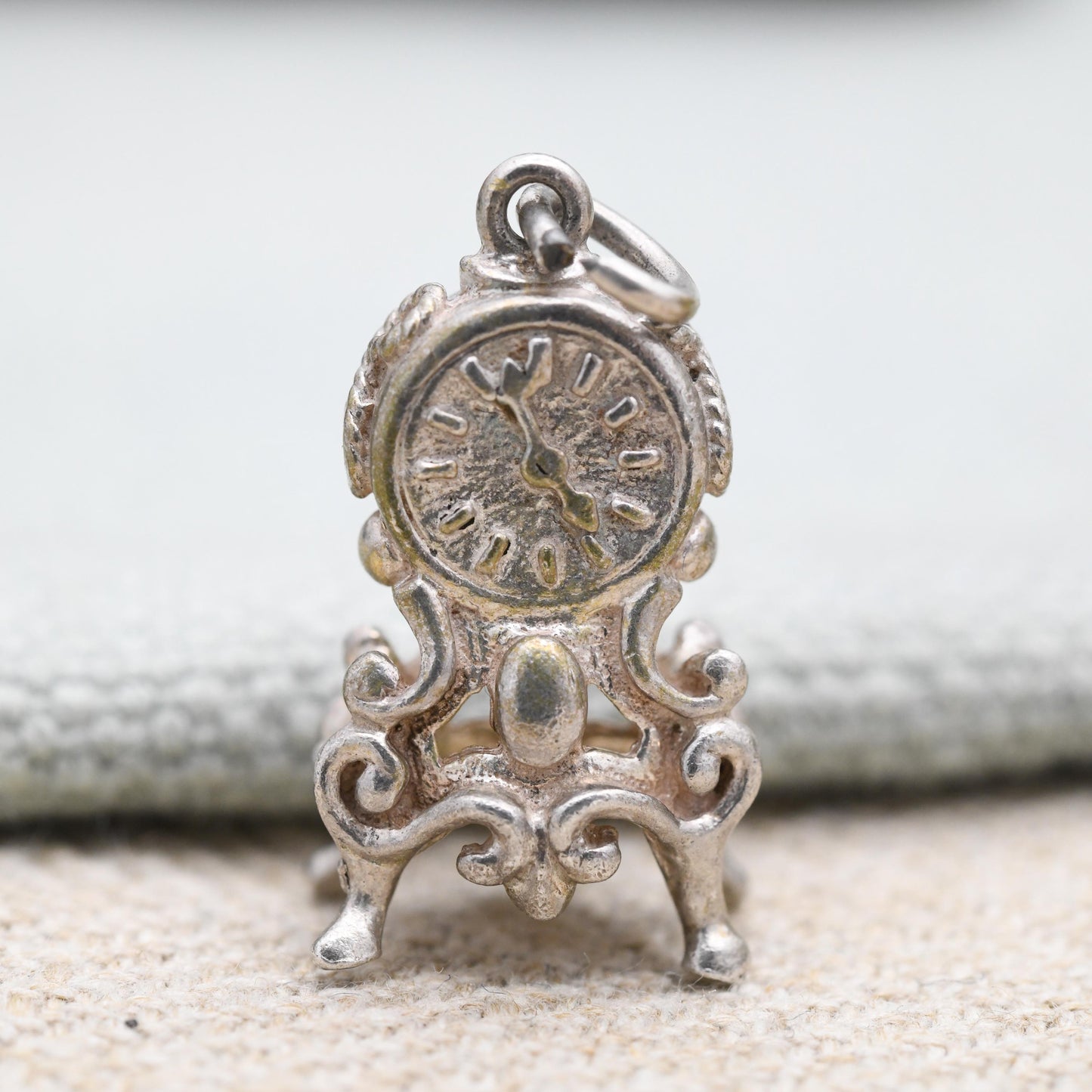 Vintage Sterling Silver Mantel Clock Charm Pendant - Clock | Carriage Clock | Ornate Clock | Gift for Charm Bracelet