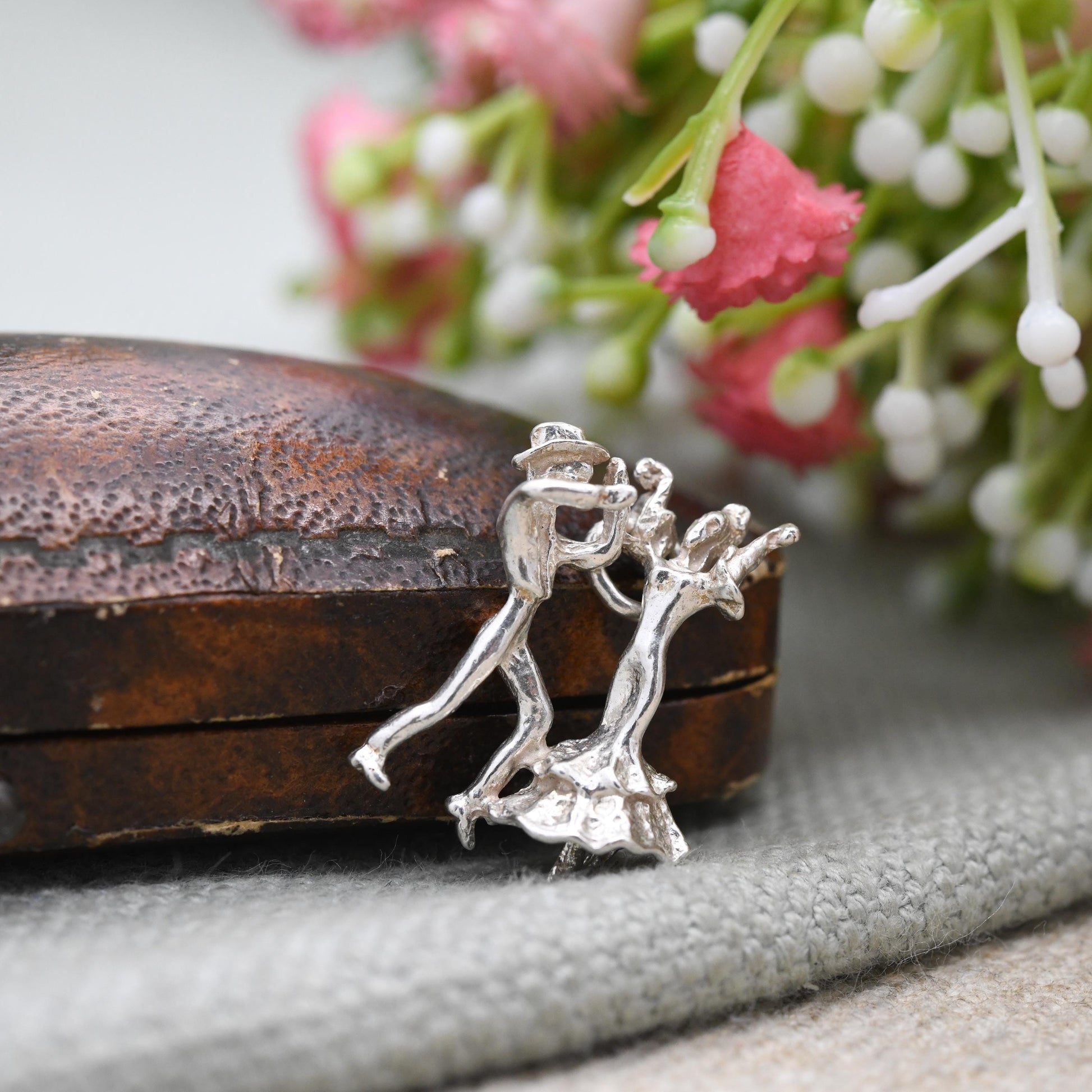 Vintage Sterling Silver Dancers Charm Pendant - Latin Dance | Spanish Dancing Couple | Gift for Charm Bracelet