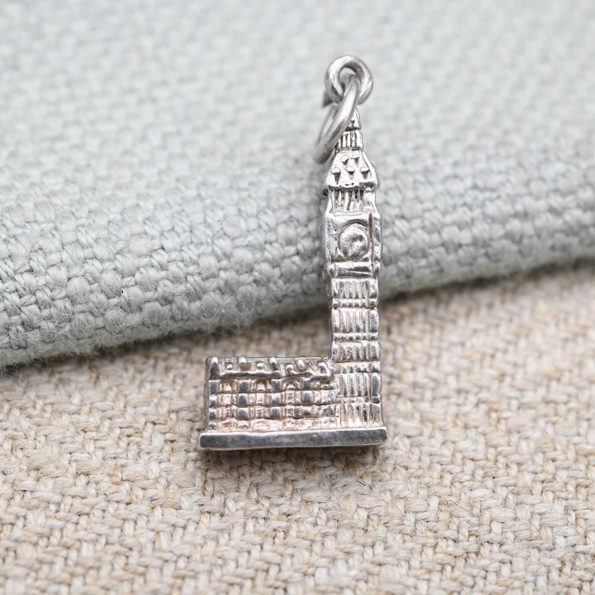 Vintage Sterling Silver Big Ben Pendant Charm - London Landmark | Houses of Parliament | Gift for Souvenir Charm Bracelet