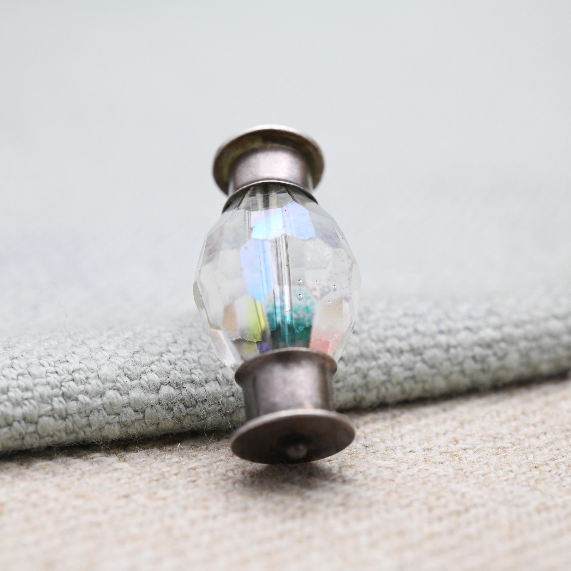 Vintage Sterling Silver Lamp Charm Pendant - Old Fashioned Light | Clear Glass | Gift for Charm Bracelet