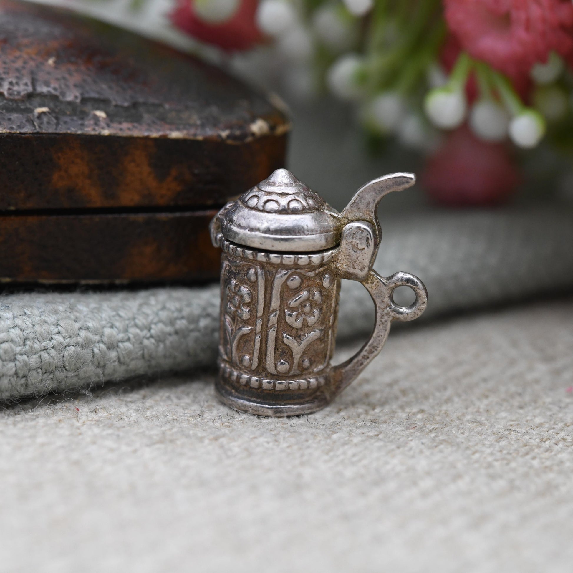 Vintage Sterling Silver Opening Beer Tankard Charm Pendant - Beer | Cup | Stein | Gift for Charm Bracelet