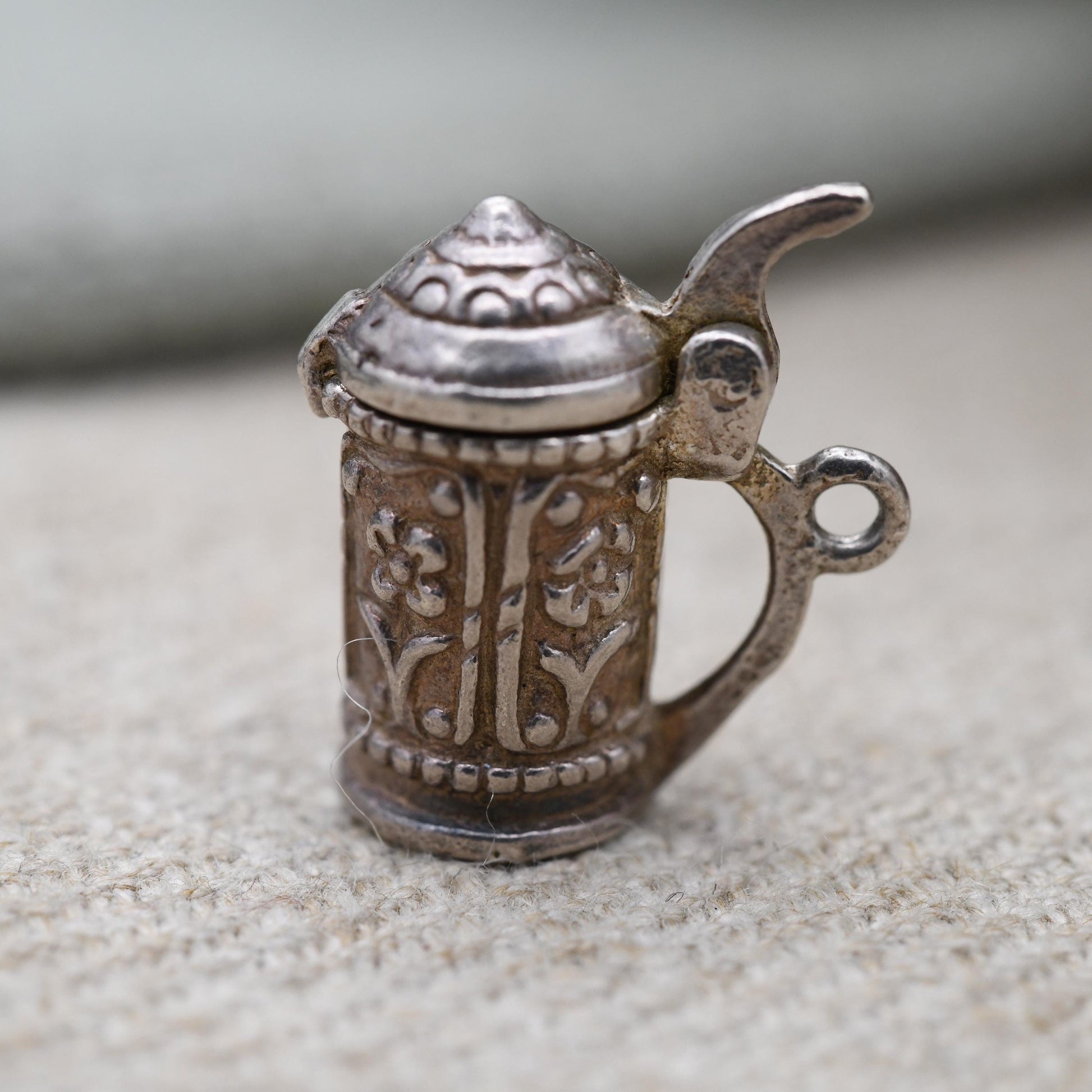 Vintage Sterling Silver Opening Beer Tankard Charm Pendant - Beer | Cup | Stein | Gift for Charm Bracelet