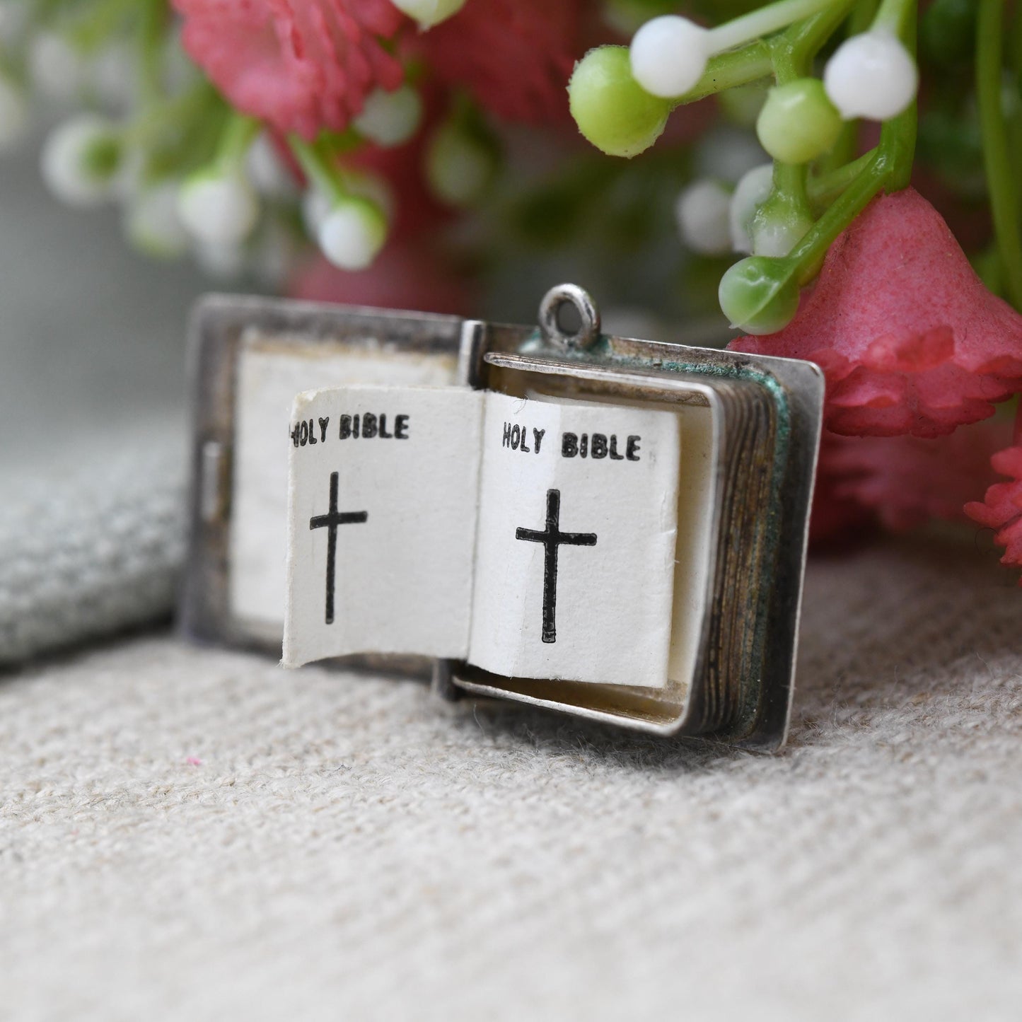 Vintage Sterling Silver Bible Opening Charm Pendant - Religion | Book | Christianity | Gift for Charm Bracelet Necklace Stack