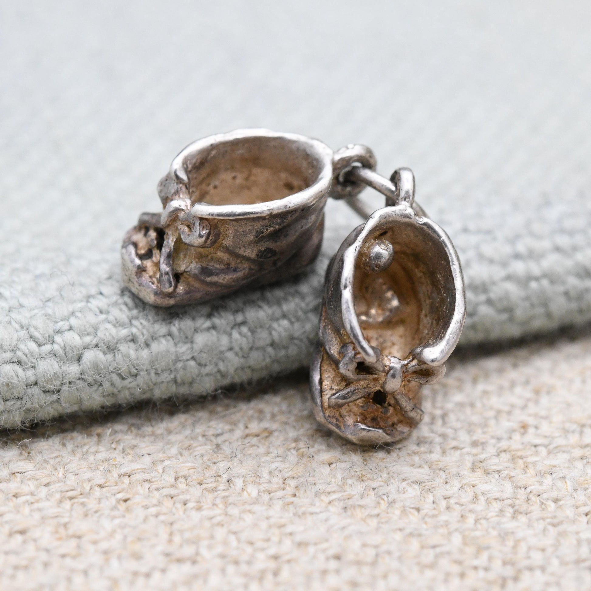 Vintage Sterling Silver Baby Shoes Charm Pendant - Birthday | Newborn | Baby Shower | Gift for Charm Bracelet