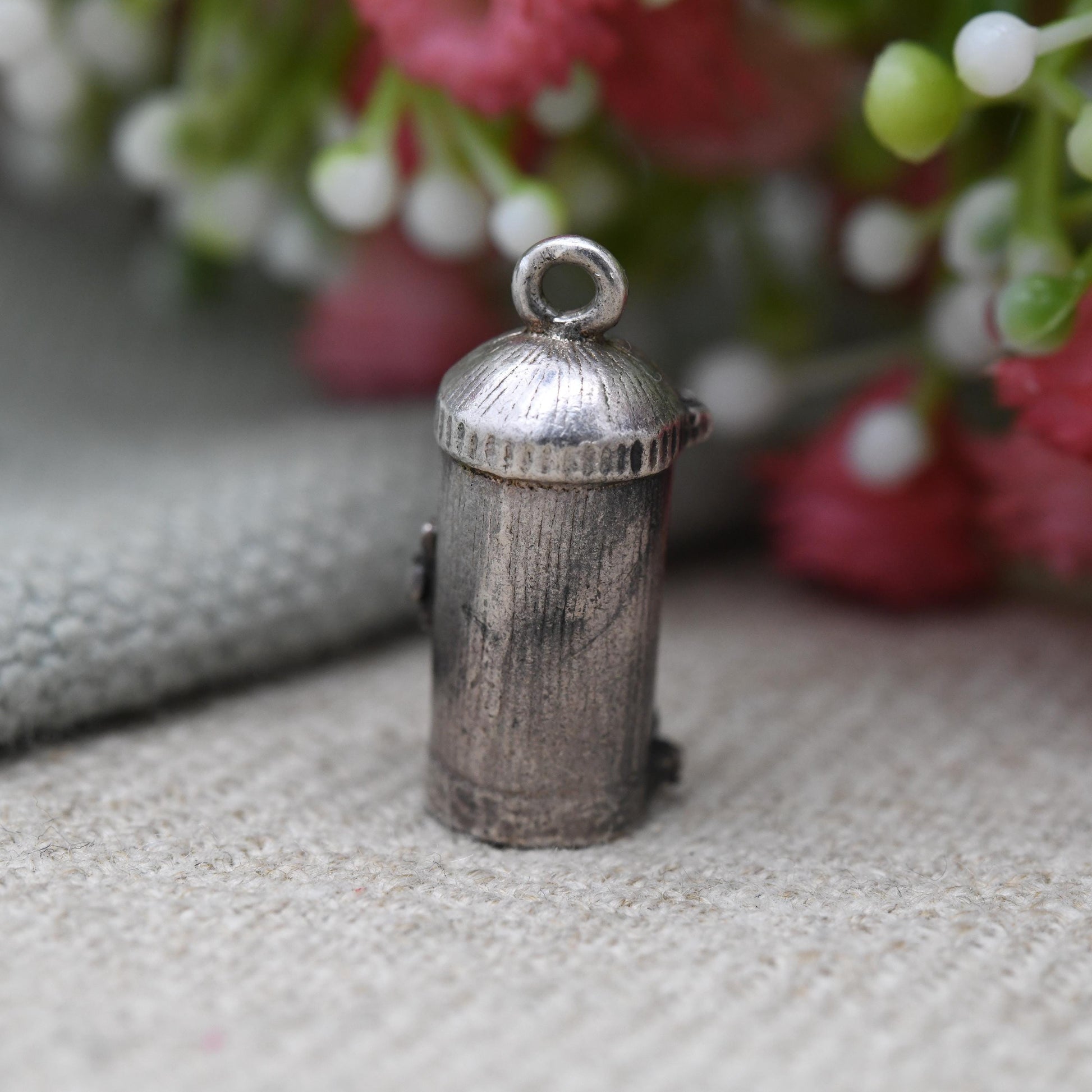 Vintage Sterling Silver Red Post Box and Stamp Opening Charm Pendant - Royal Mail | 1st Class Stamp | Souvenir Gift for Charm Bracelet