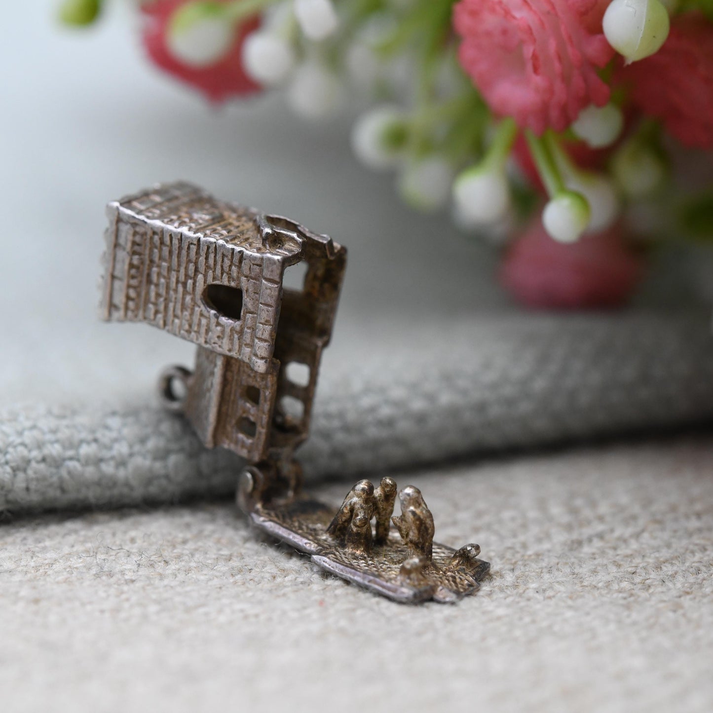 Vintage Sterling Silver Opening Church Wedding Charm Pendant - Wedding Day | Bride and Groom | Alter | Gift for Charm Bracelet